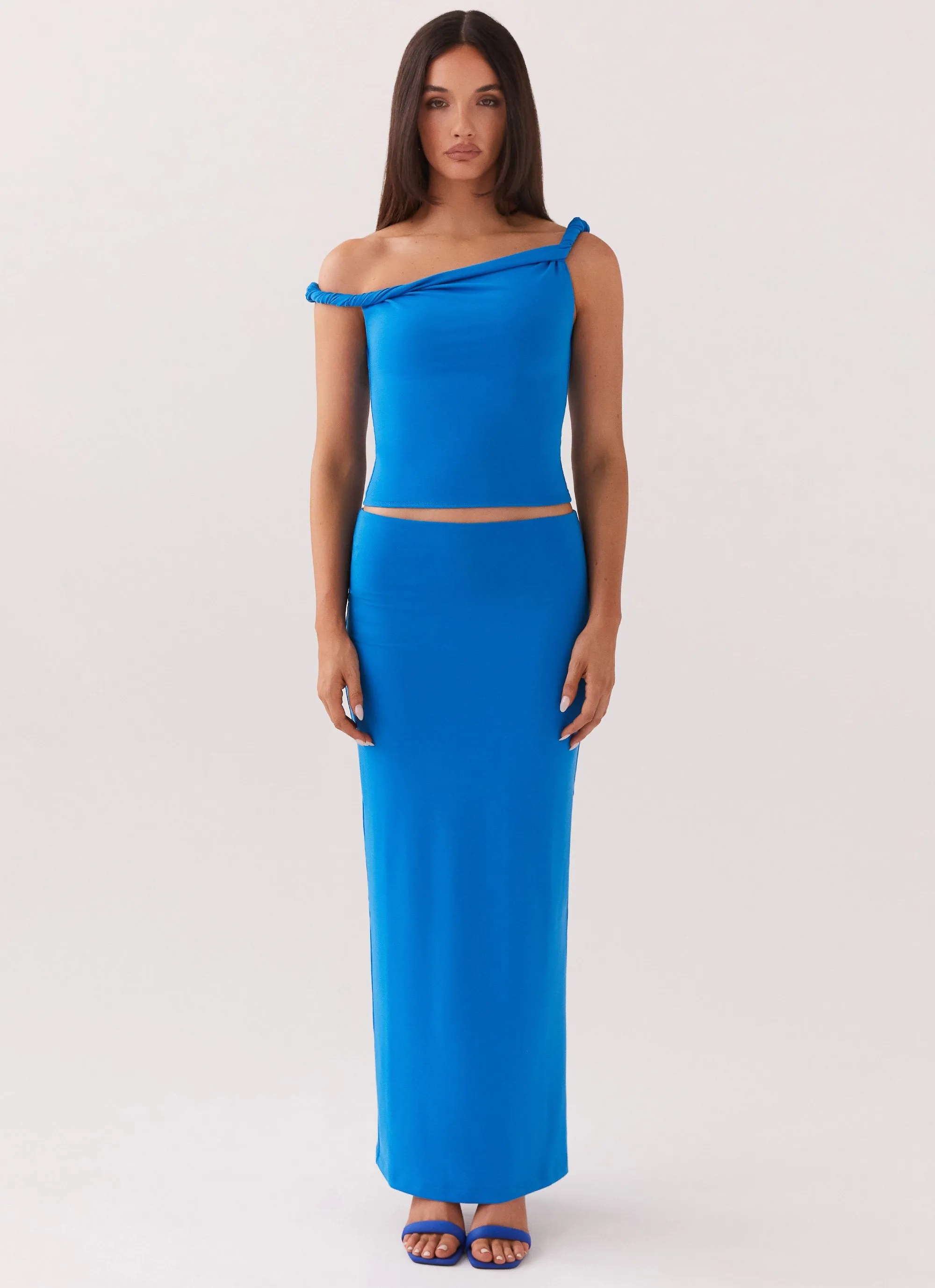 Solace Soul Twist Shoulder Top - Cobalt SmoothZipper