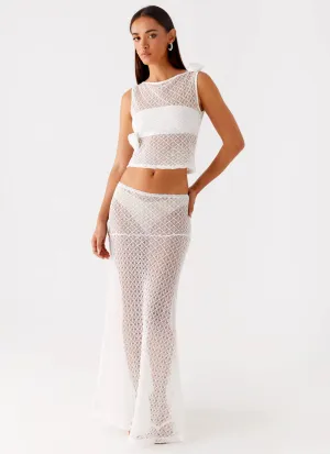 Velli Crochet Maxi Skirt - White Chill Tones Flexible Waistband