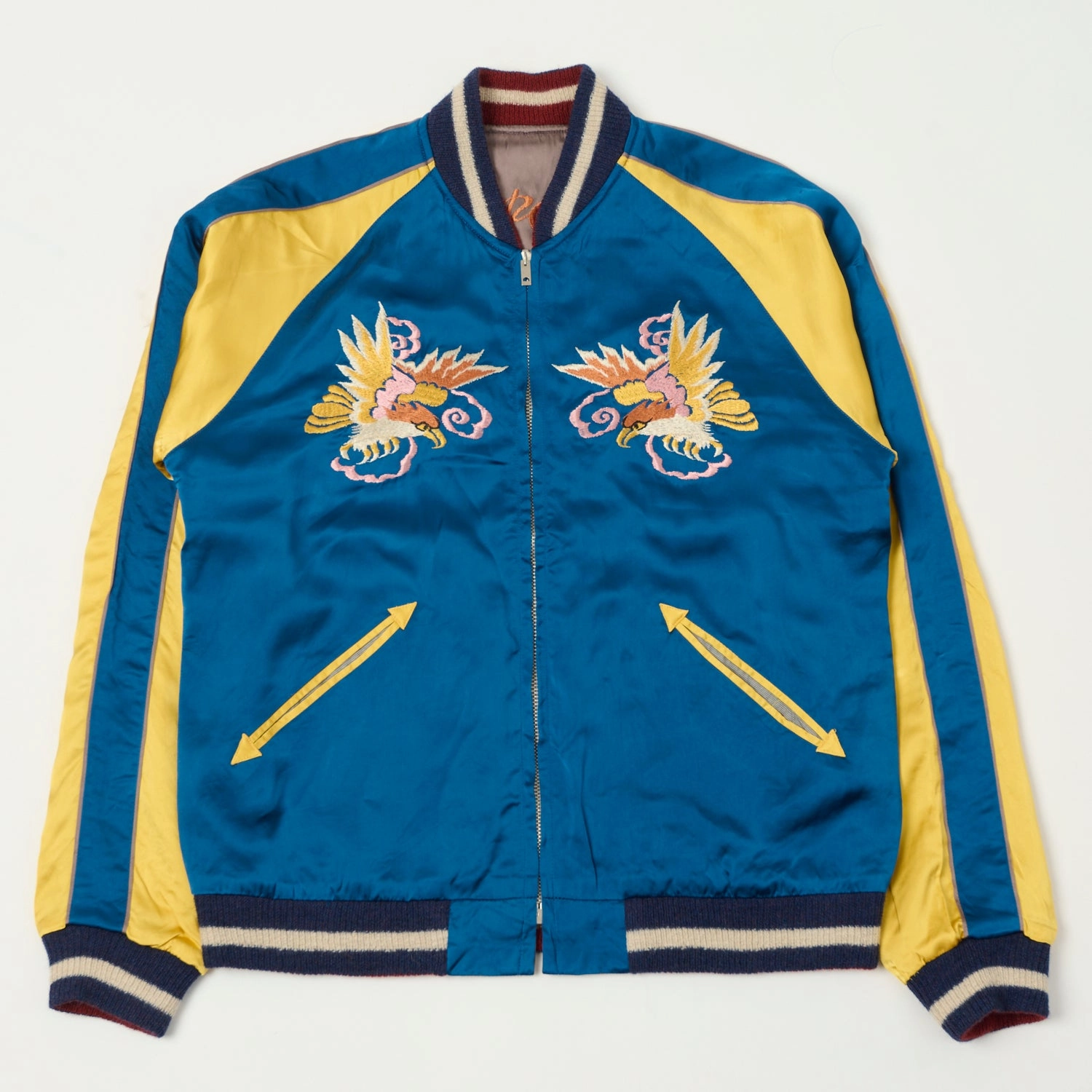 Tailor Toyo x Kosho & Co. Special Edition Reversible 'Sukajan' Souvenir Jacket - Blue PFC Free Treatment Laser Cut Vents