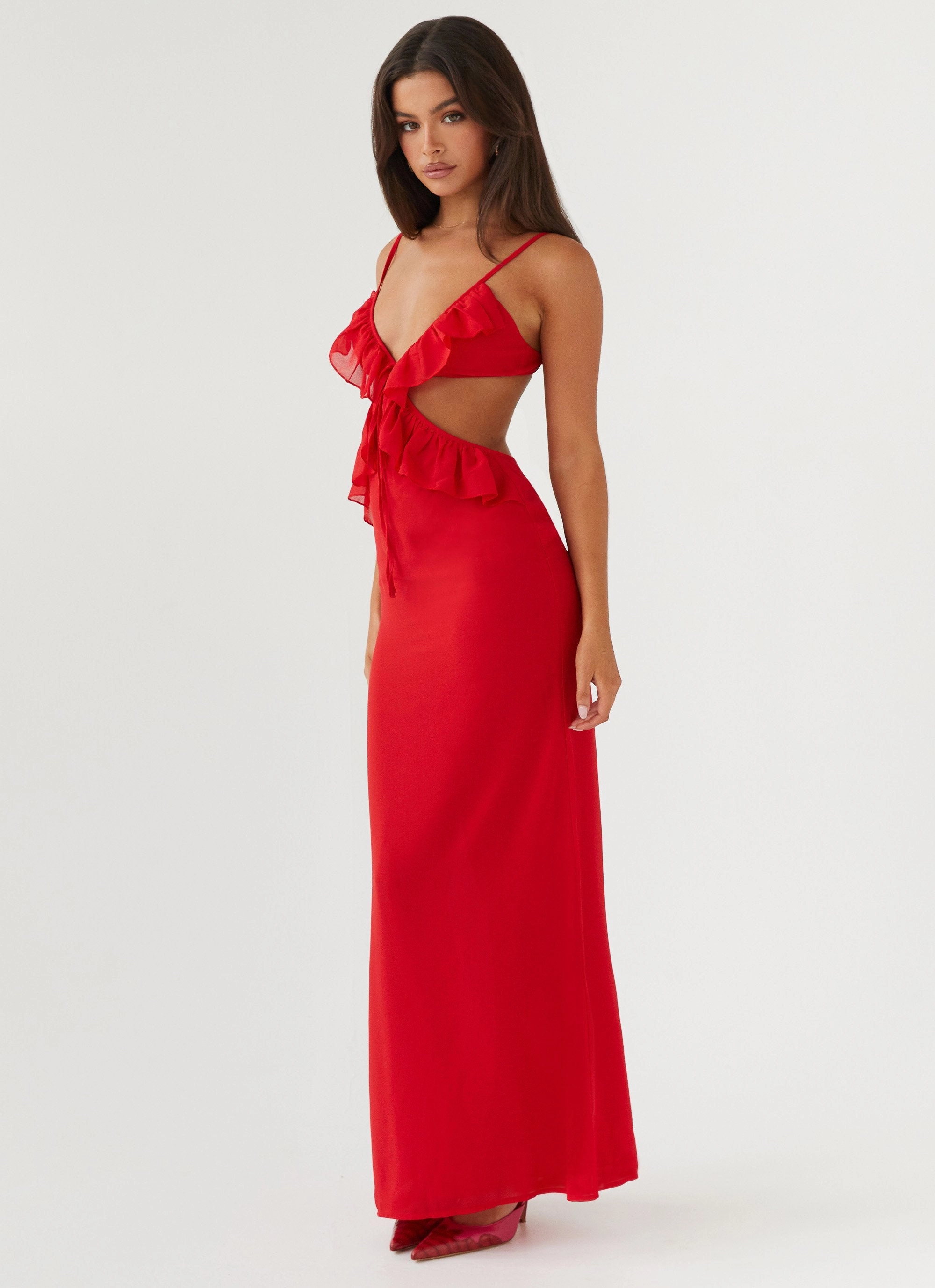 Klara Cut Out Maxi Dress - Red Light Bow Sophisticated Style