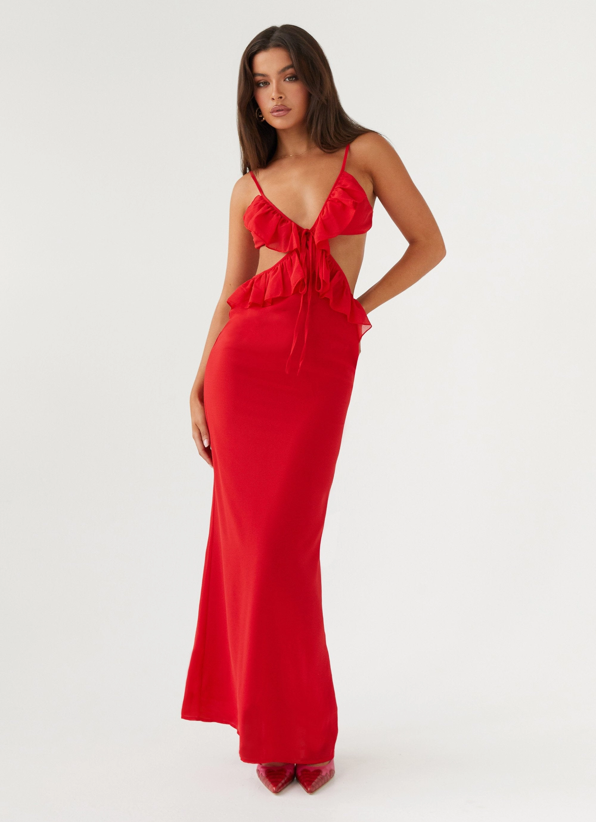 Vibrant evening gown Graduation-Event Klara Cut Out Maxi Dress - Red