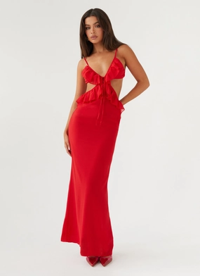Vibrant evening gown Graduation-Event Klara Cut Out Maxi Dress - Red