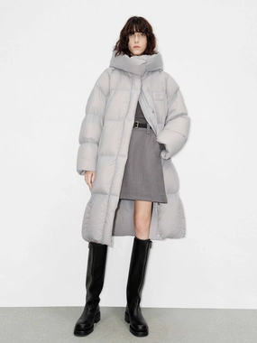 Noise Reduced Fabrics Longline Hooded Down Coat