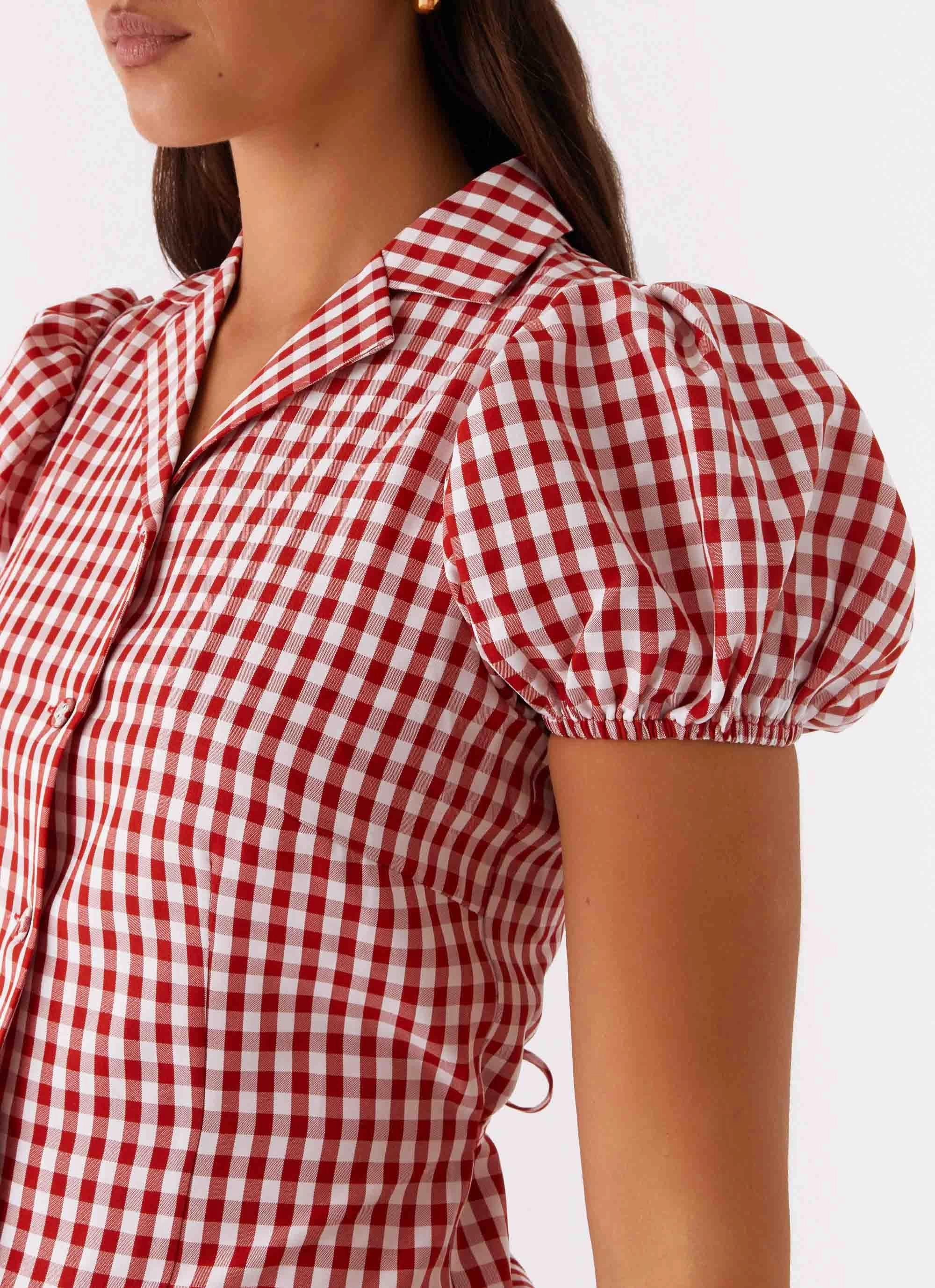 Verity Maxi Dress - Red Gingham Outfit Boost High Hemline