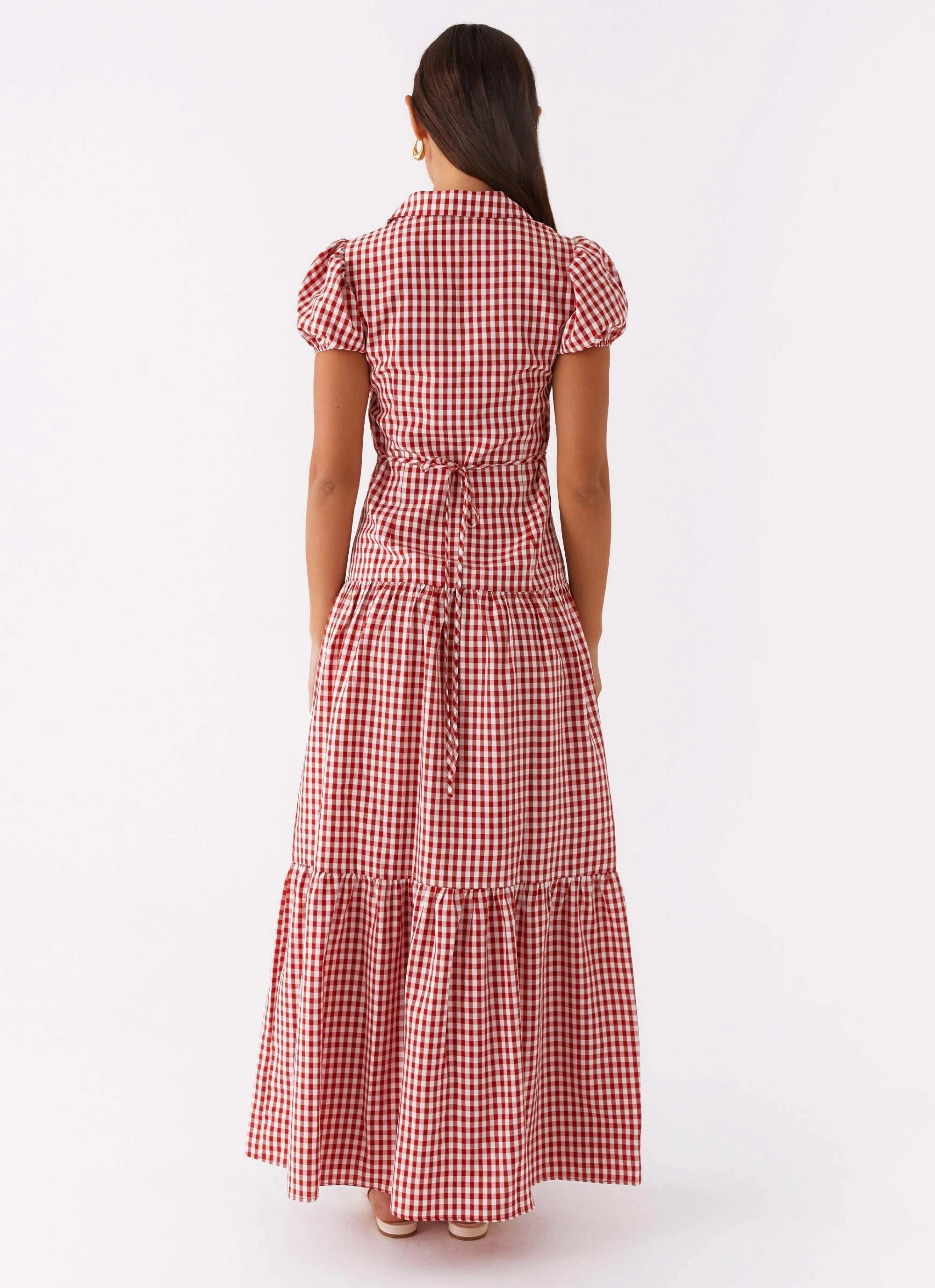 Summer Air Chic Everyday Wear Verity Maxi Dress - Red Gingham