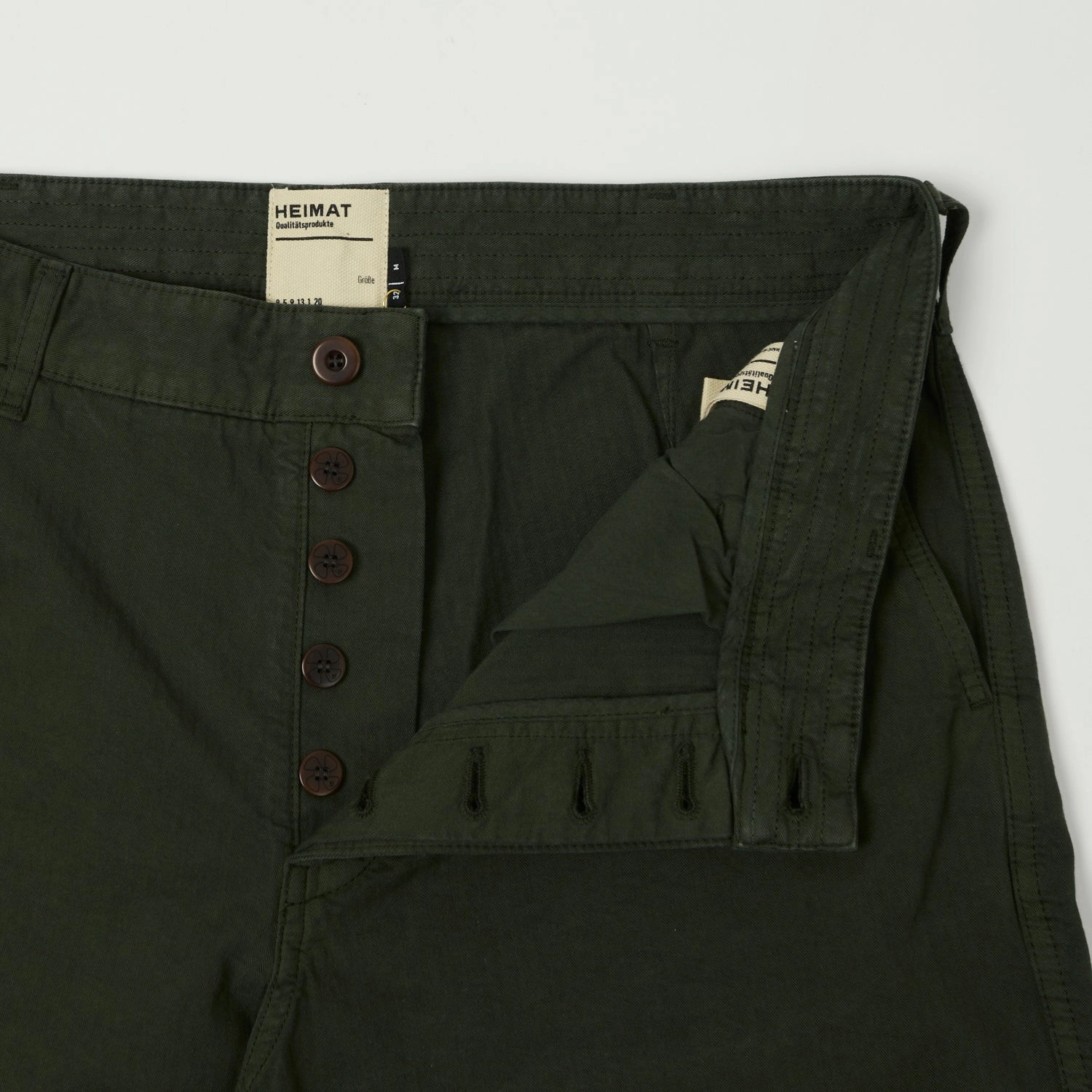 Chic Design High Stretch Fit Heimat 'Journey' Herringbone Twill Chinos - Military Green