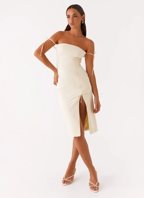 Limelight Midi Dress - Lemon Everyday Comfort Boat-Neck