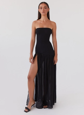 Eden Strapless Maxi Dress - Black Side-Zip Photo Bright