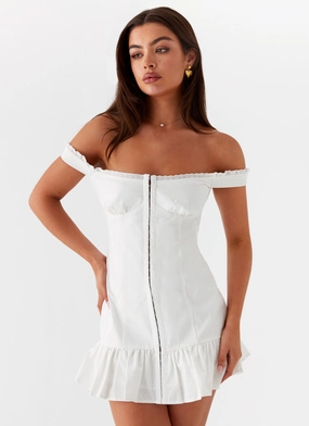 Odessa Frill Mini Dress - White Effortless Fit