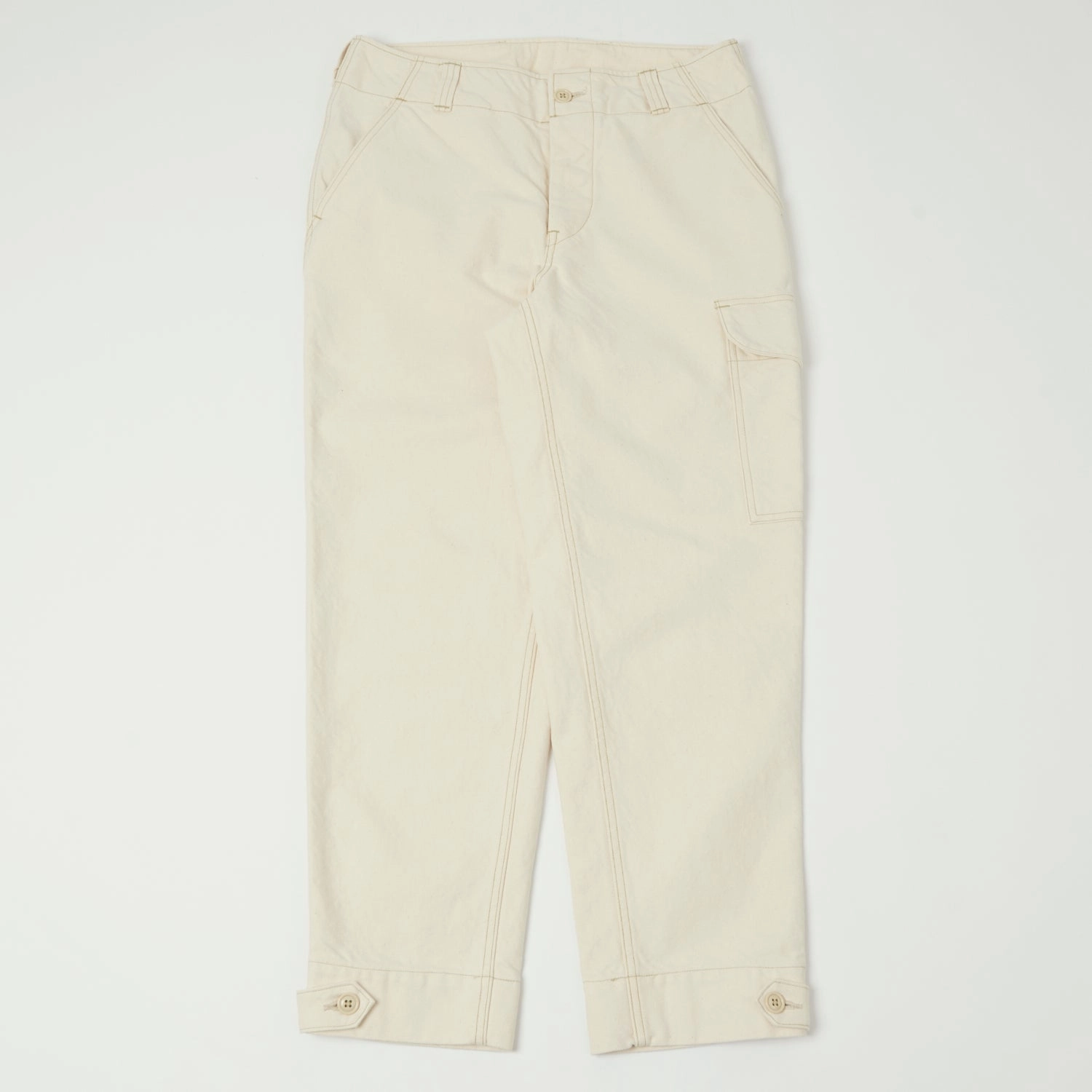 Freewheelers & Co Aviators Trouser - Yarn-Dyed Raw White Printed design Relaxed Waist