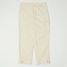 Freewheelers & Co Aviators Trouser - Yarn-Dyed Raw White Printed design Relaxed Waist