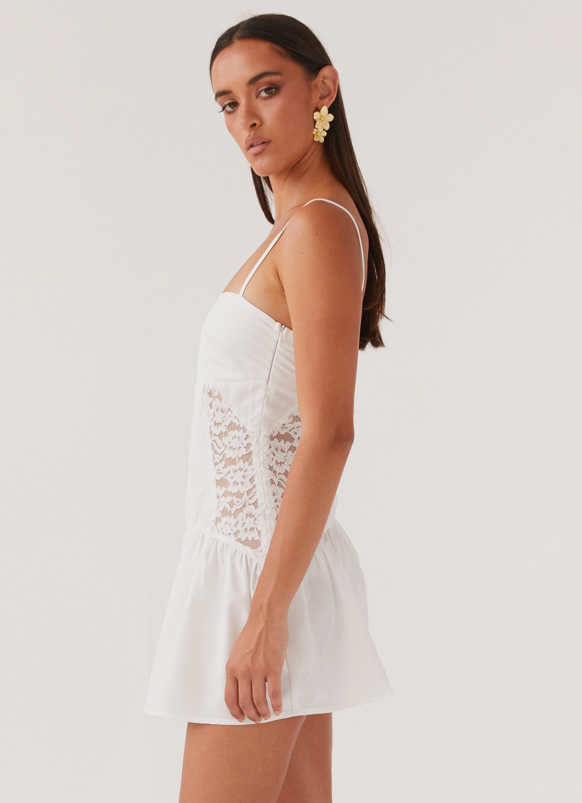 City Style Cotton Cloud Mini Dress - White