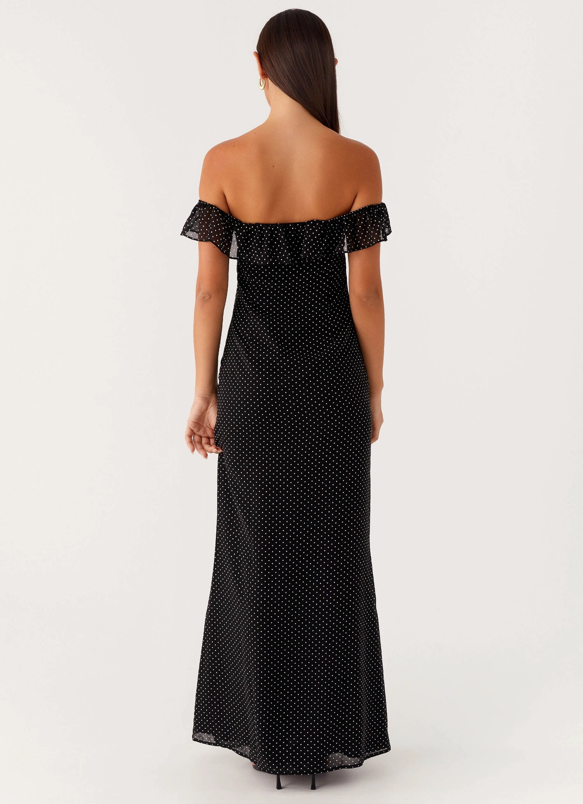 Minimal Tone Scarlet Cherry Maxi Dress - Black Polka Dot