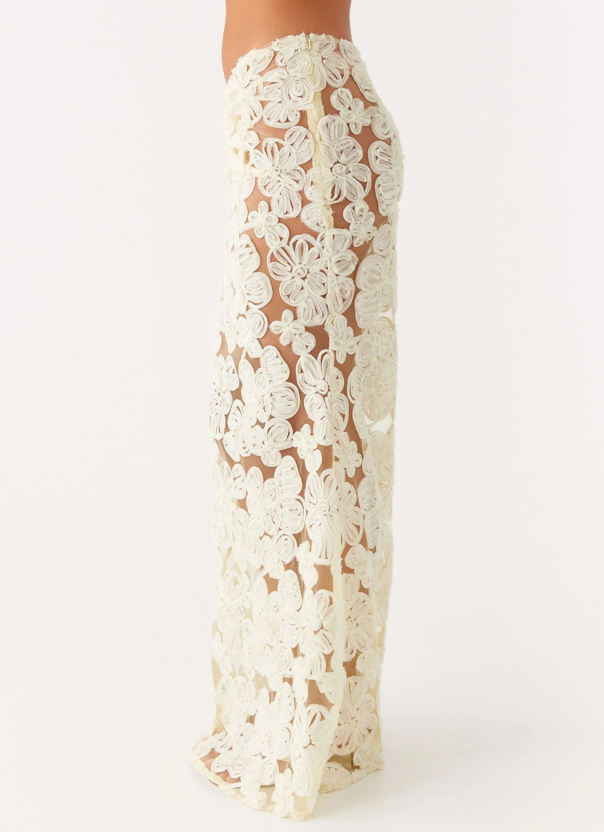 Fiorella Floret Maxi Skirt - Yellow Lightweight Fabric Luxury Feel