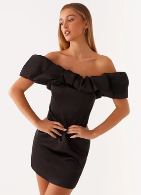 Velvet-Edge Read My Mind Mini Dress - Black