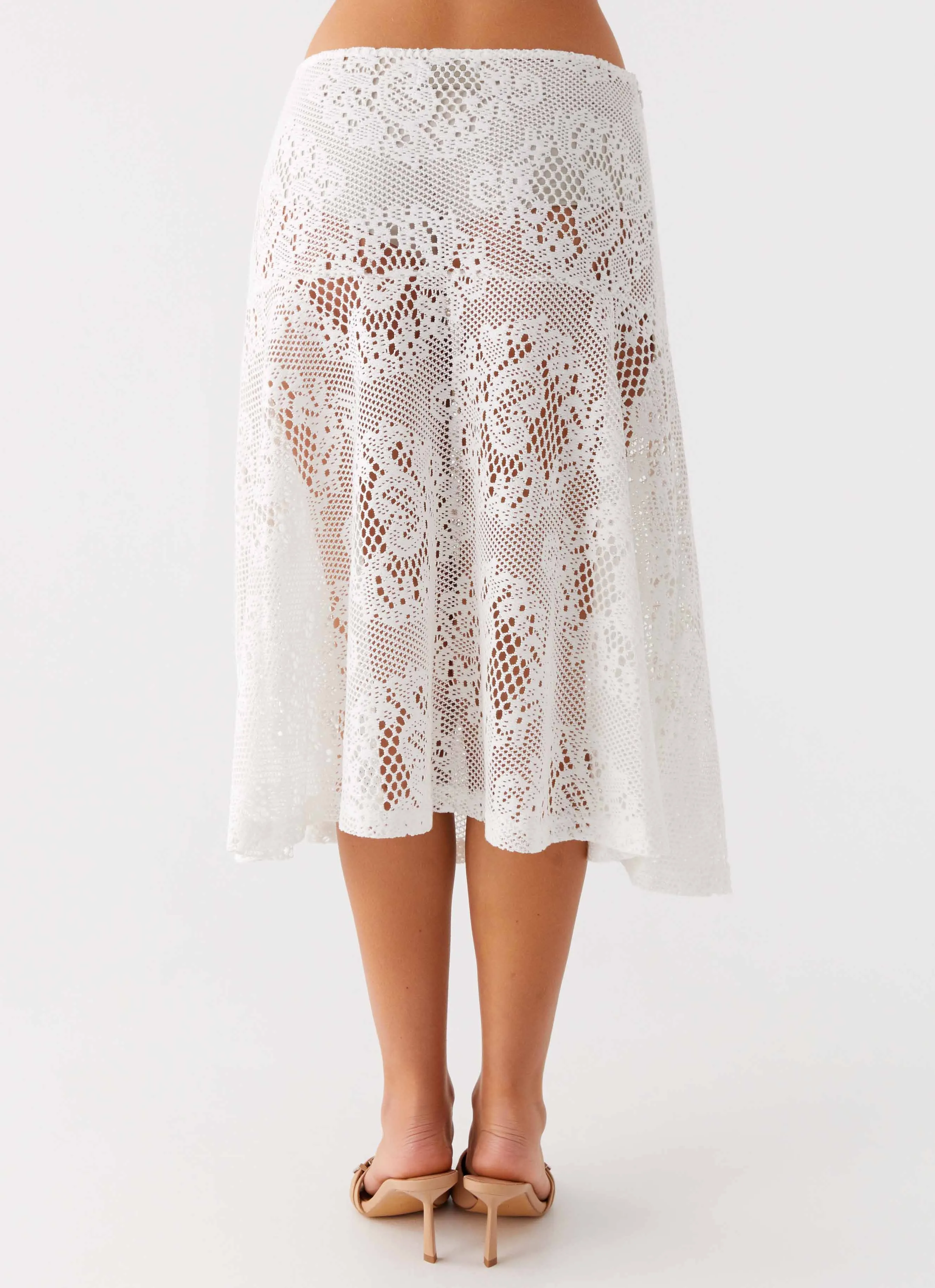 Virelle Lace Midi Skirt - Ivory Lightweight Material Refined Mood