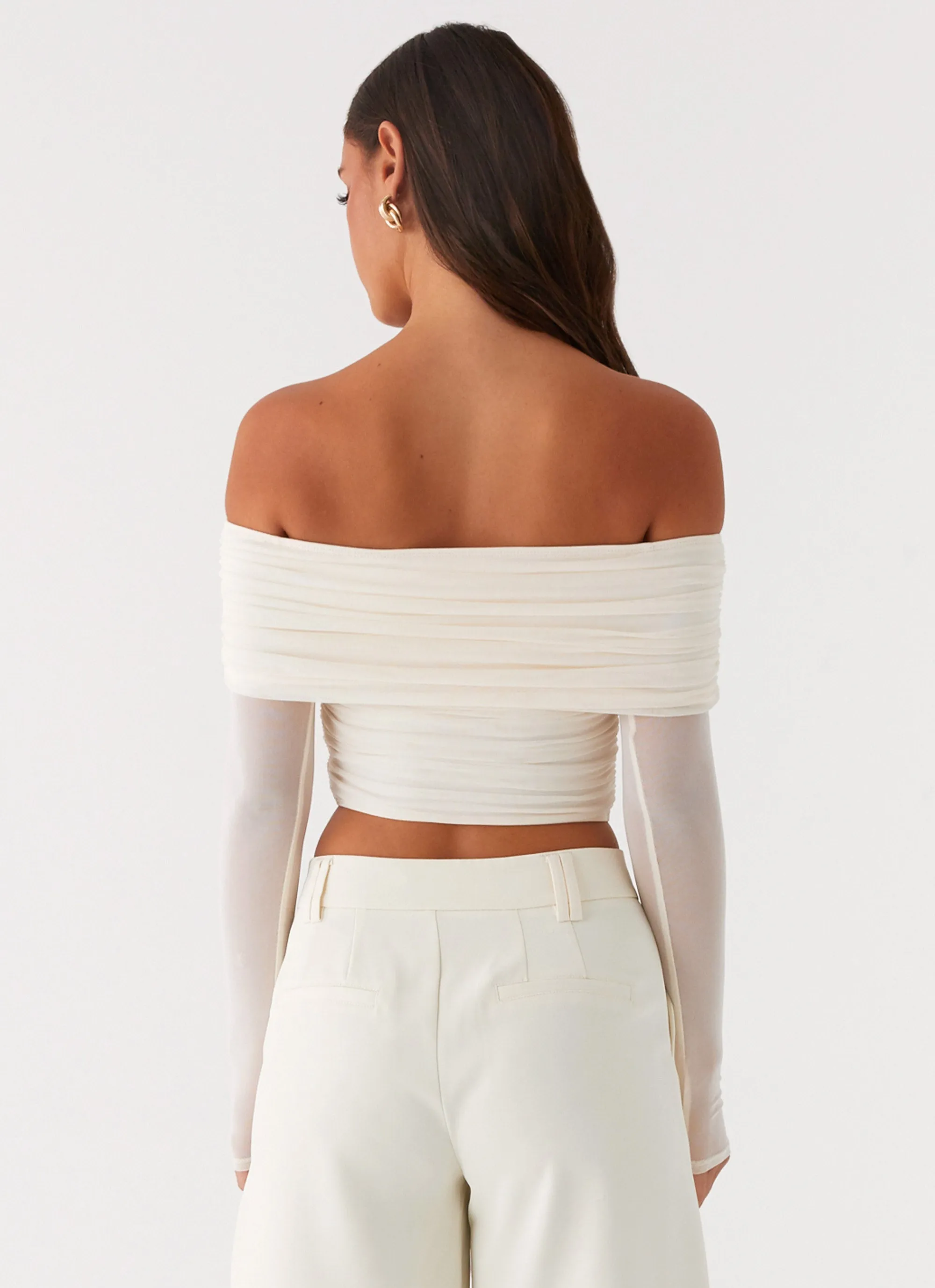 Vivianne Off Shoulder Top - Ivory OdorResistant Fabric