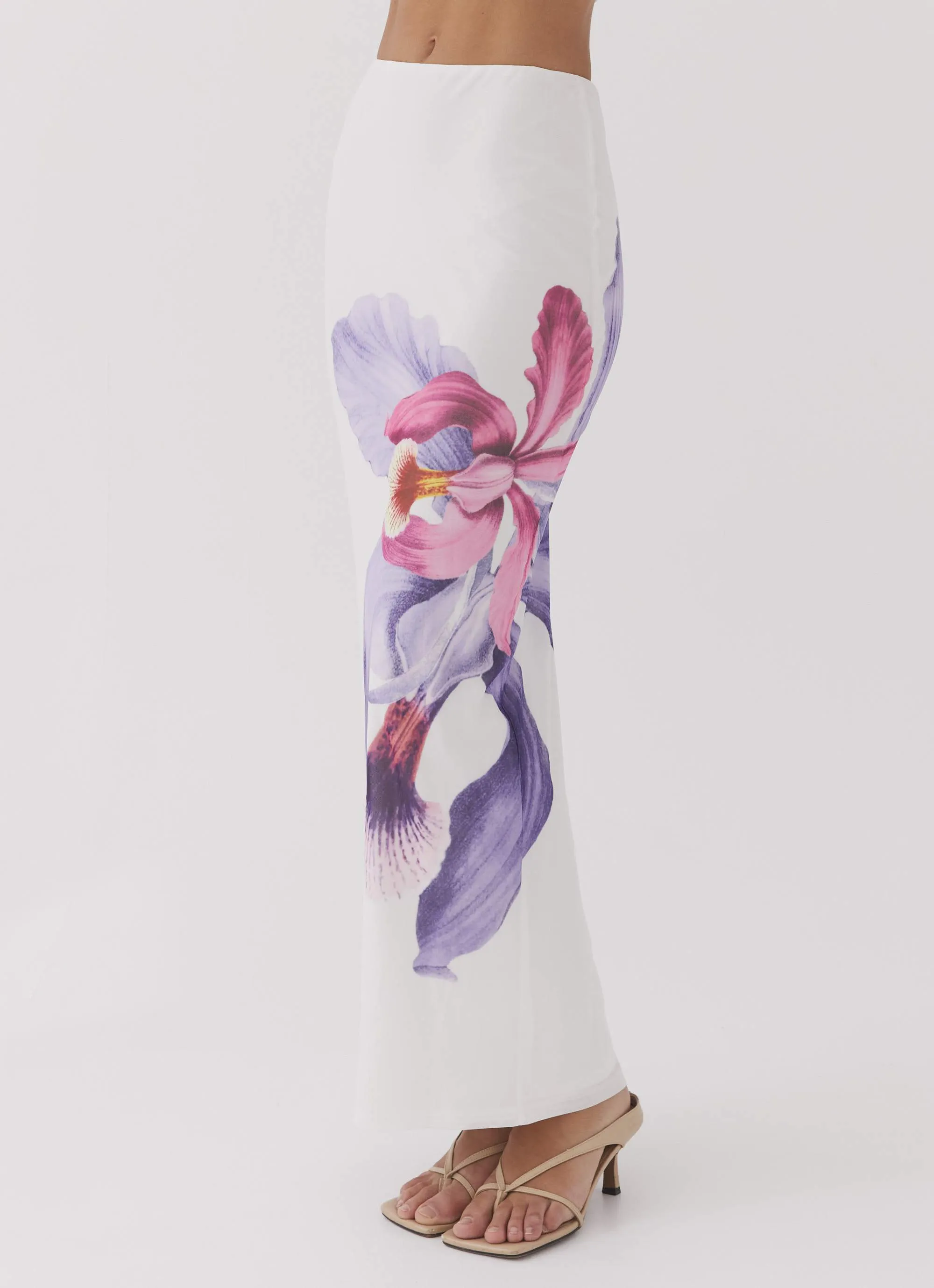 Waiting For Dawn Mesh Maxi Skirt - White Celebrity Style