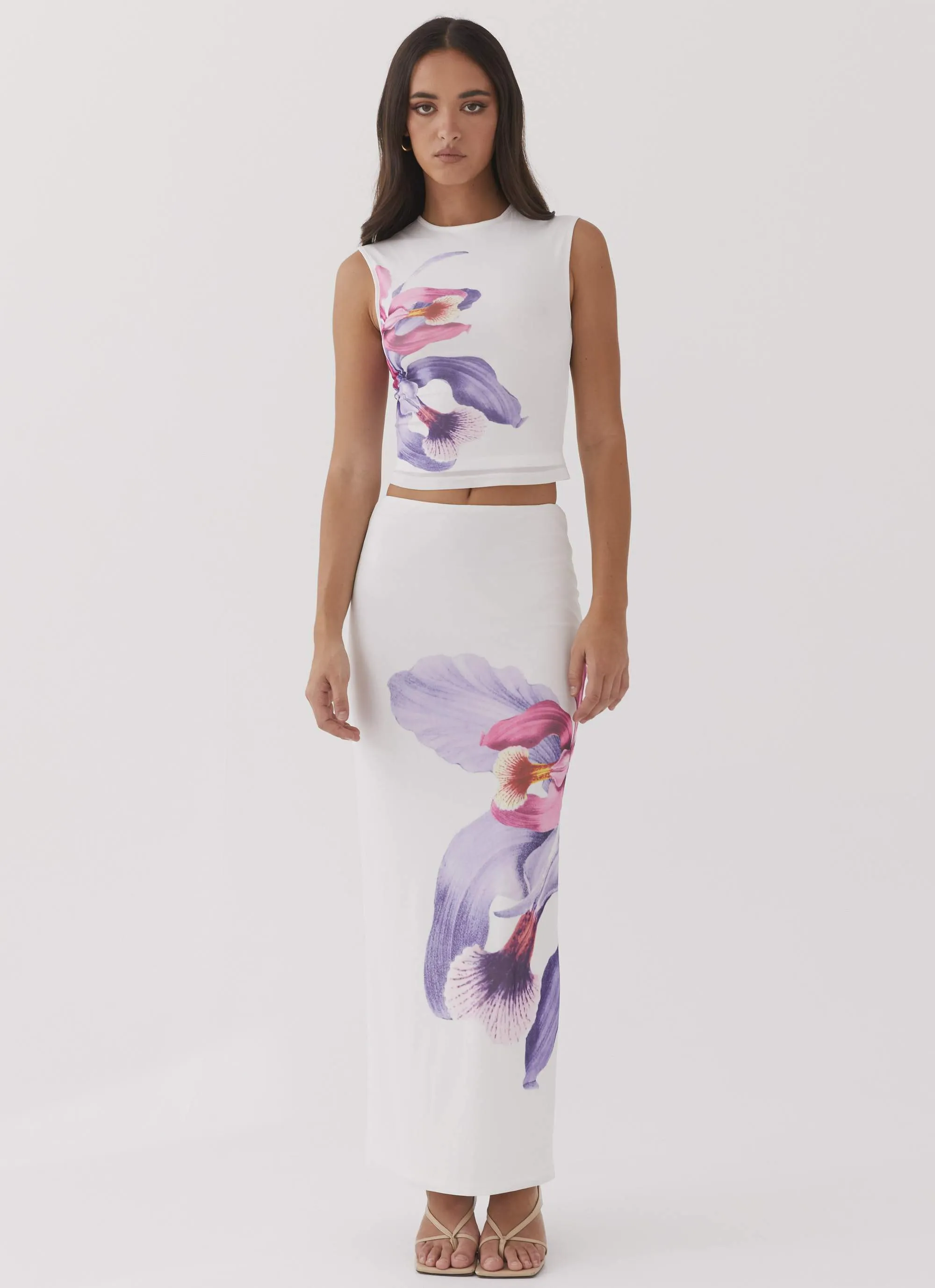 Crisp Edge Waiting For Dawn Mesh Maxi Skirt - White