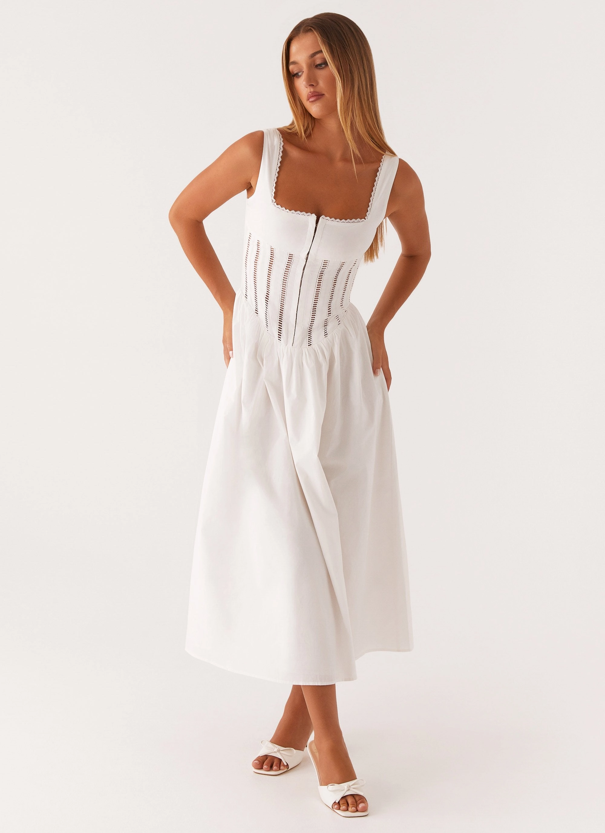 Waiting On You Midi Dress - White Sleek And Stylish Fresh Style