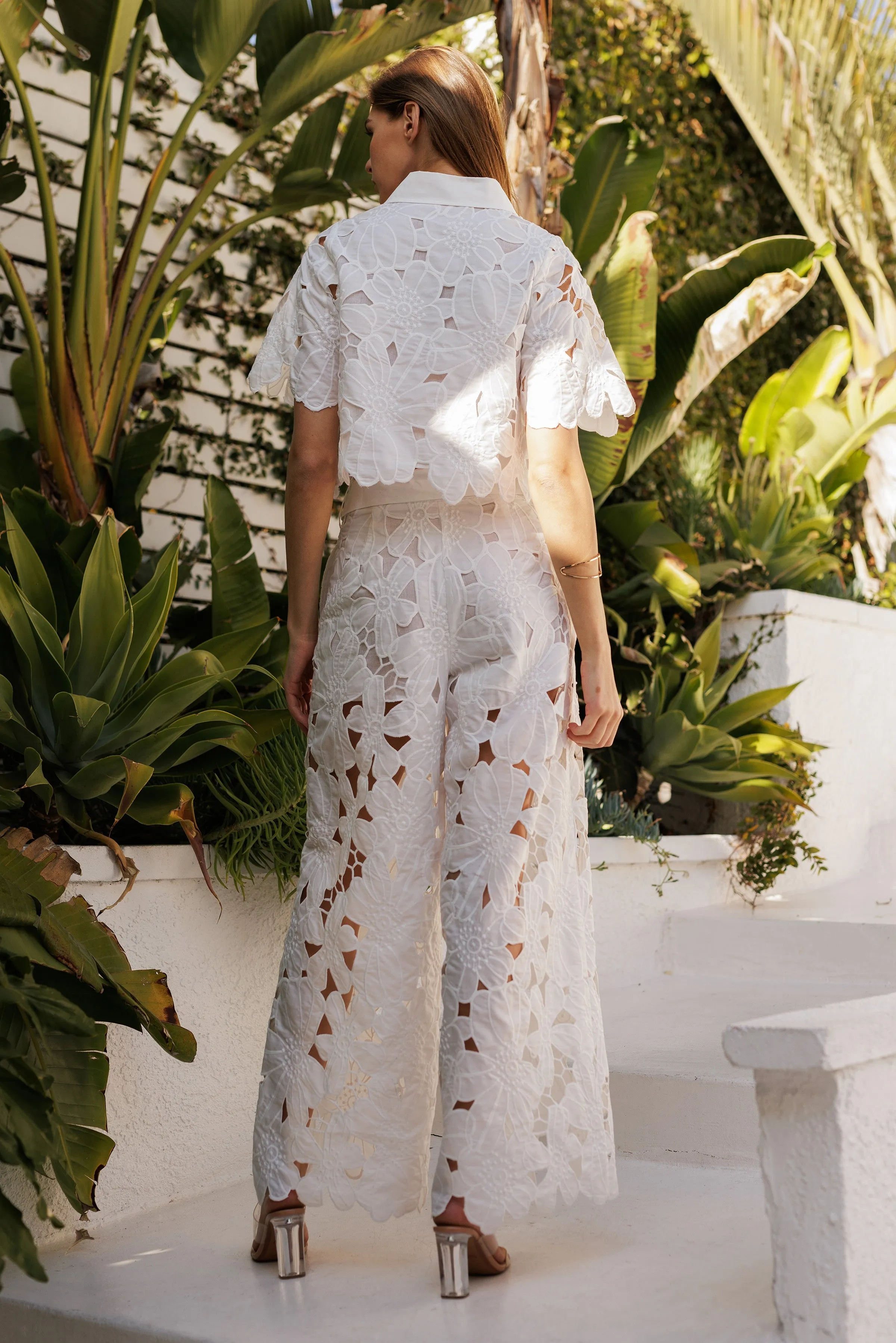 Waitlist 4/3 ♥ Piper High Tie Waist Lace Contrast Pants White