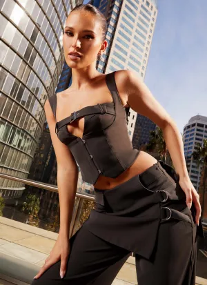 Versatile Layering Piece Non Irritating Seams Walk On By Belt Top - Black