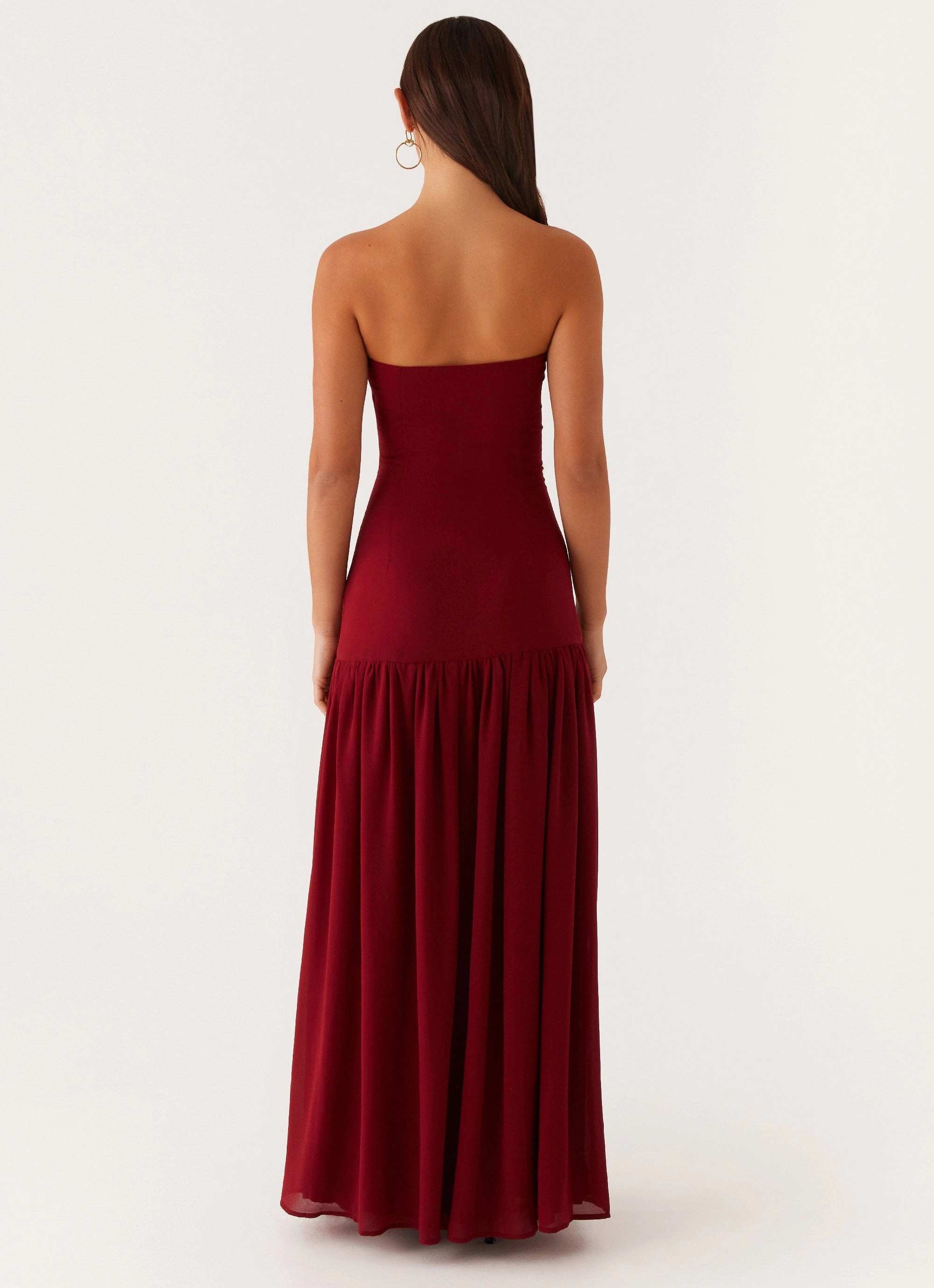 Eden Strapless Maxi Dress - Maroon Event Perfect
