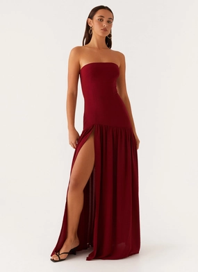 Eden Strapless Maxi Dress - Maroon Night Out Smart touch