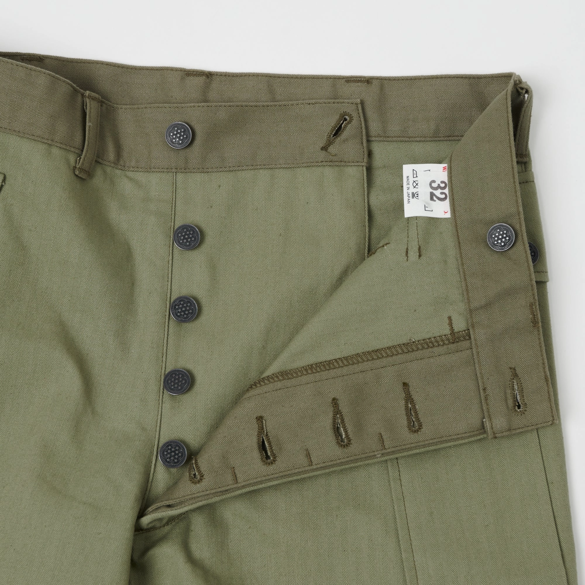 Warehouse & Co 1098 U.S. Army Herringbone Twill Pant - Olive Drab Wool blend Wide fit