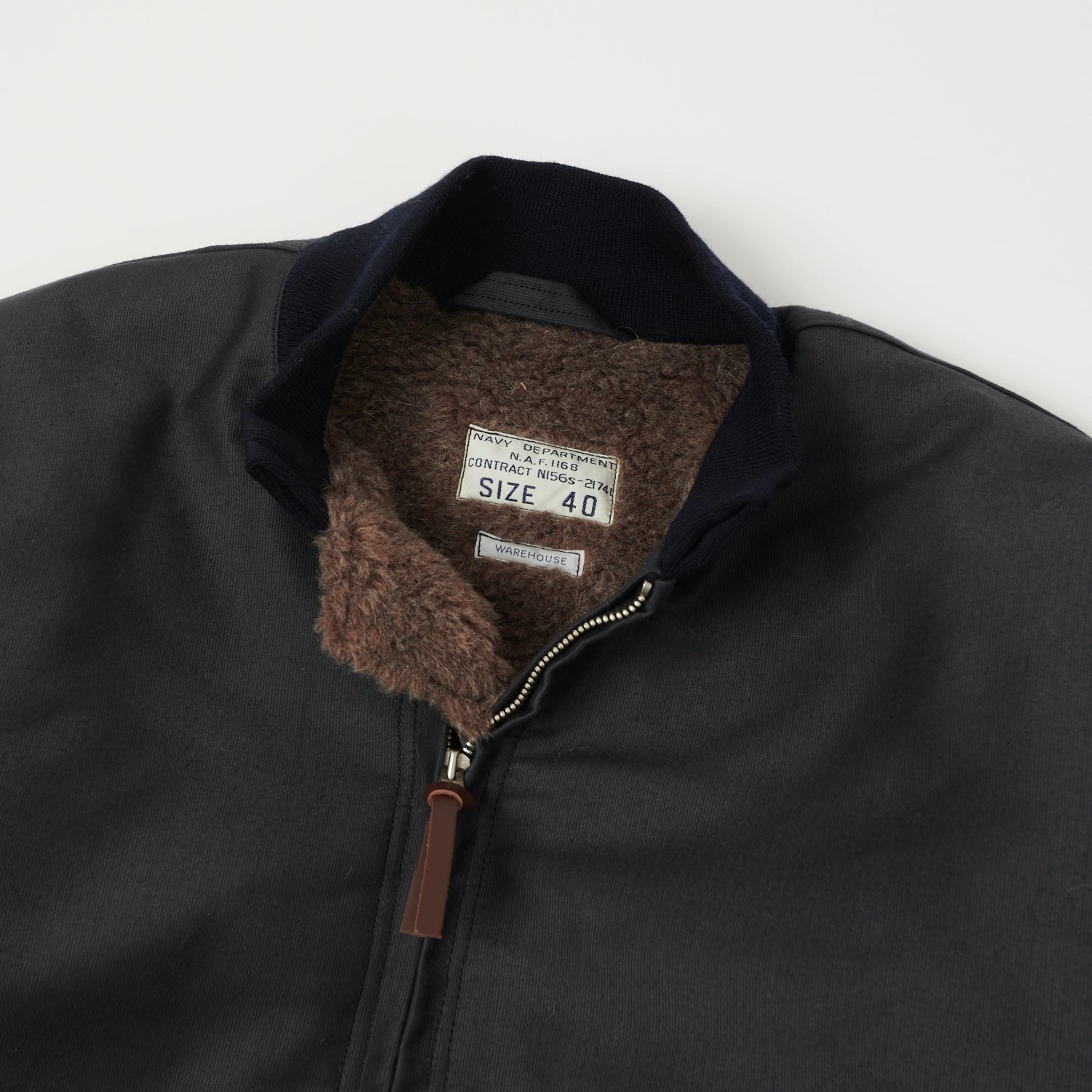 Warehouse & Co 2180 Aviators Flight Jacket - Navy Static Dissipating Threading