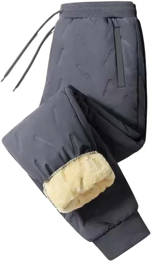 Warm Sweatpants for Mens Thermal Winter Pants Casual Plus Size Drawstring Elastic Waist Fleece Lined Trouser