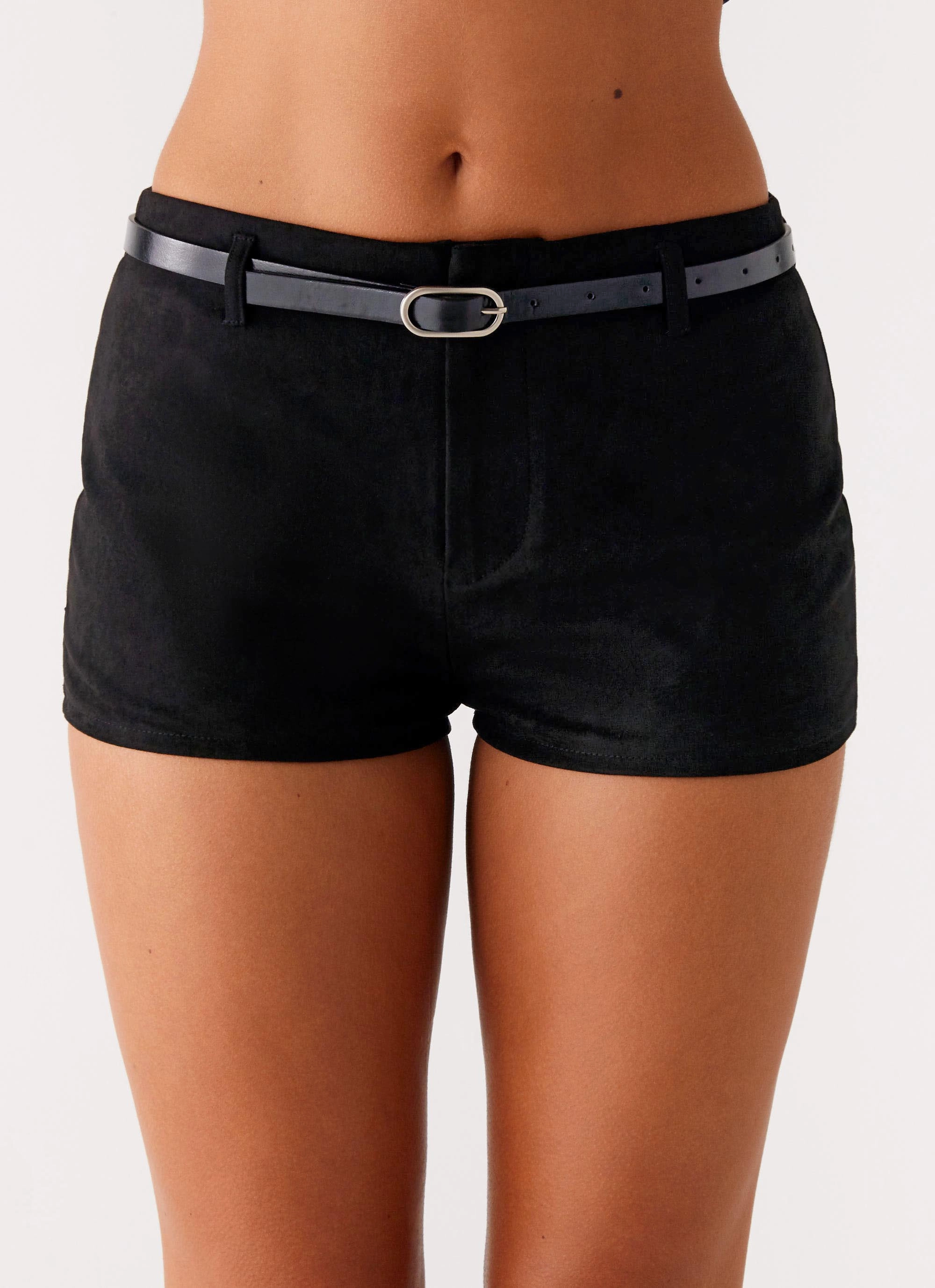 Fashion Comfort Wear Katie Suede Mini Shorts - Black