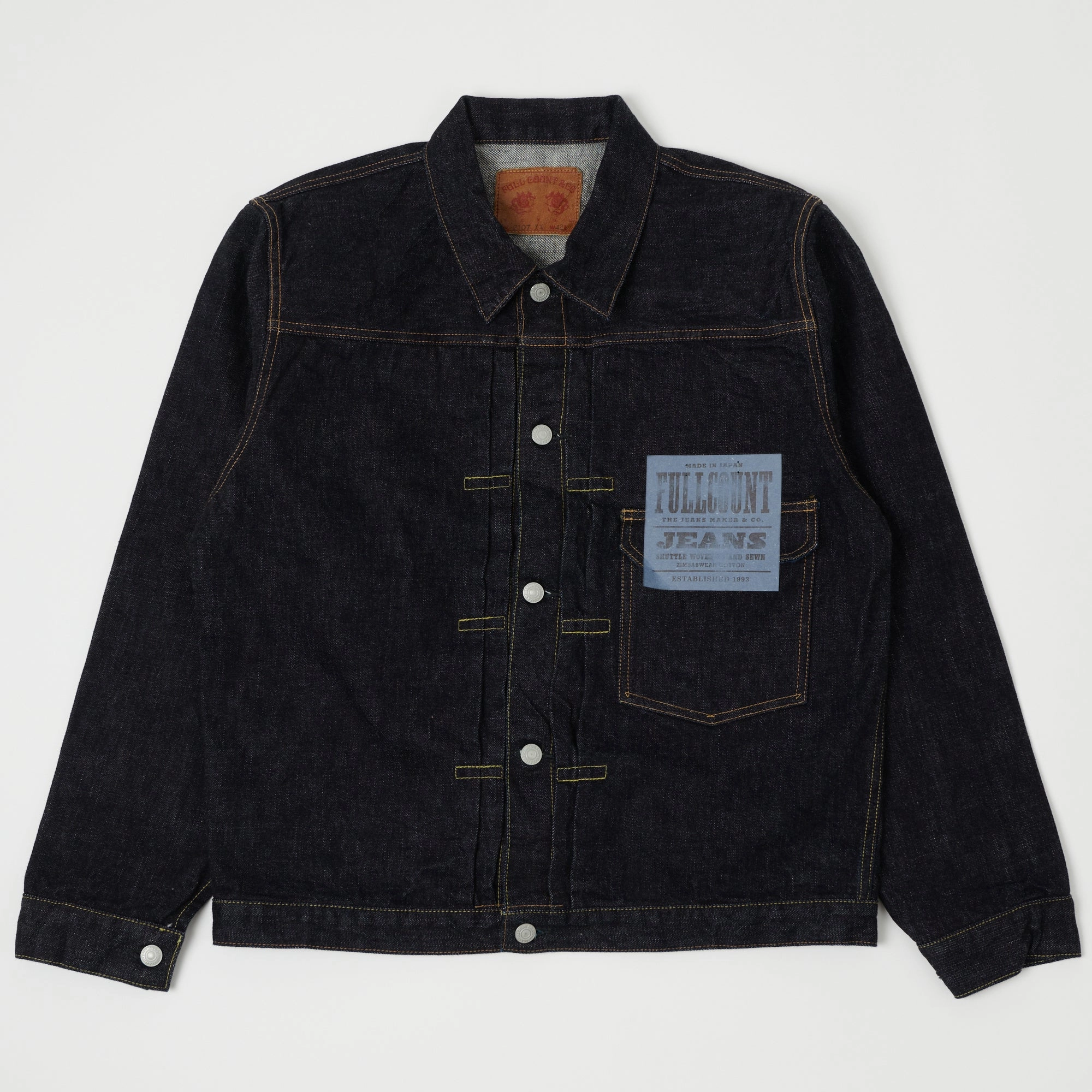 Full Count 2107XX 15.5oz Type I Denim Jacket - One Wash quick dry Warm Layers