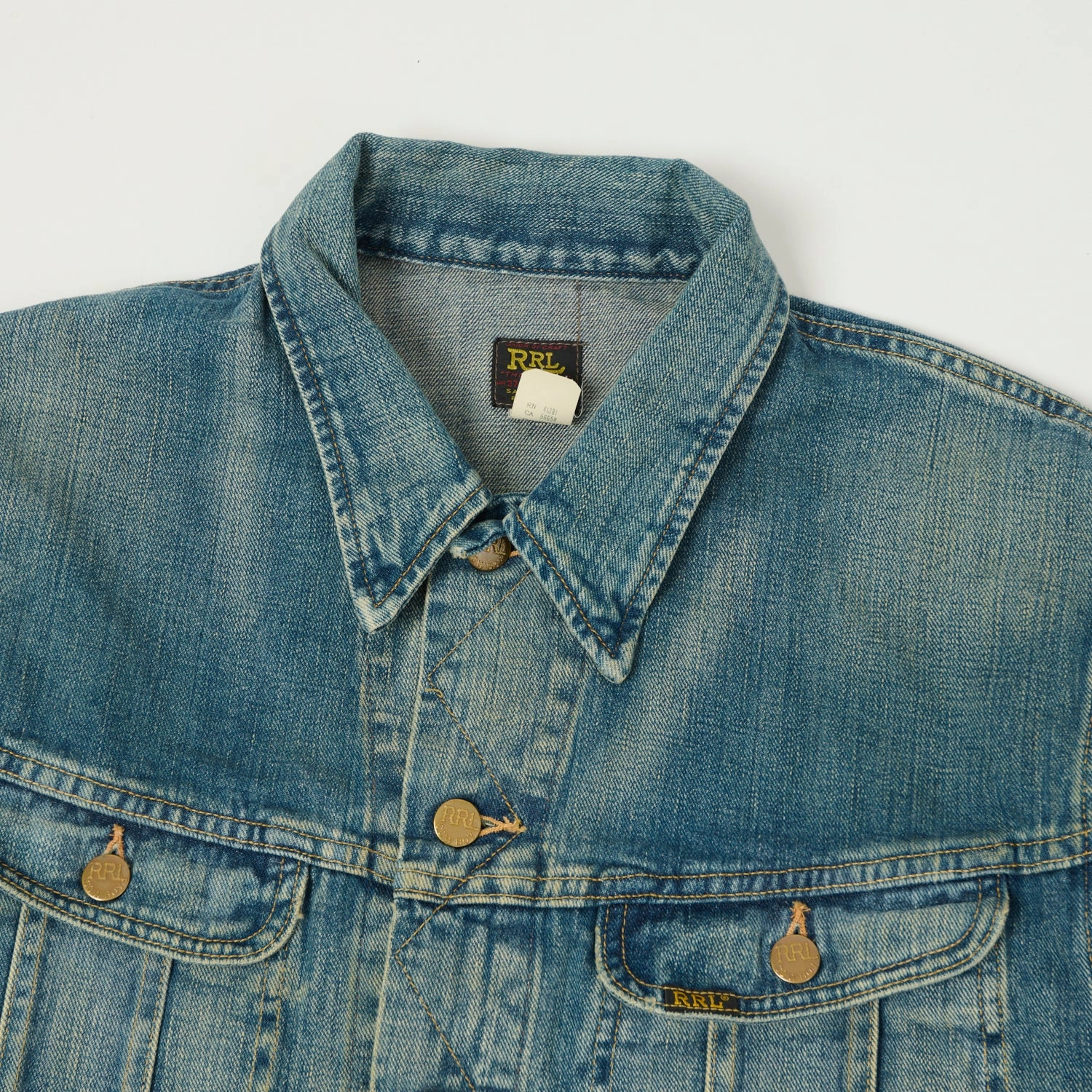 RRL 'Leeland' Denim Trucker Jacket - Heavy Wash Athletic Tailored Fit