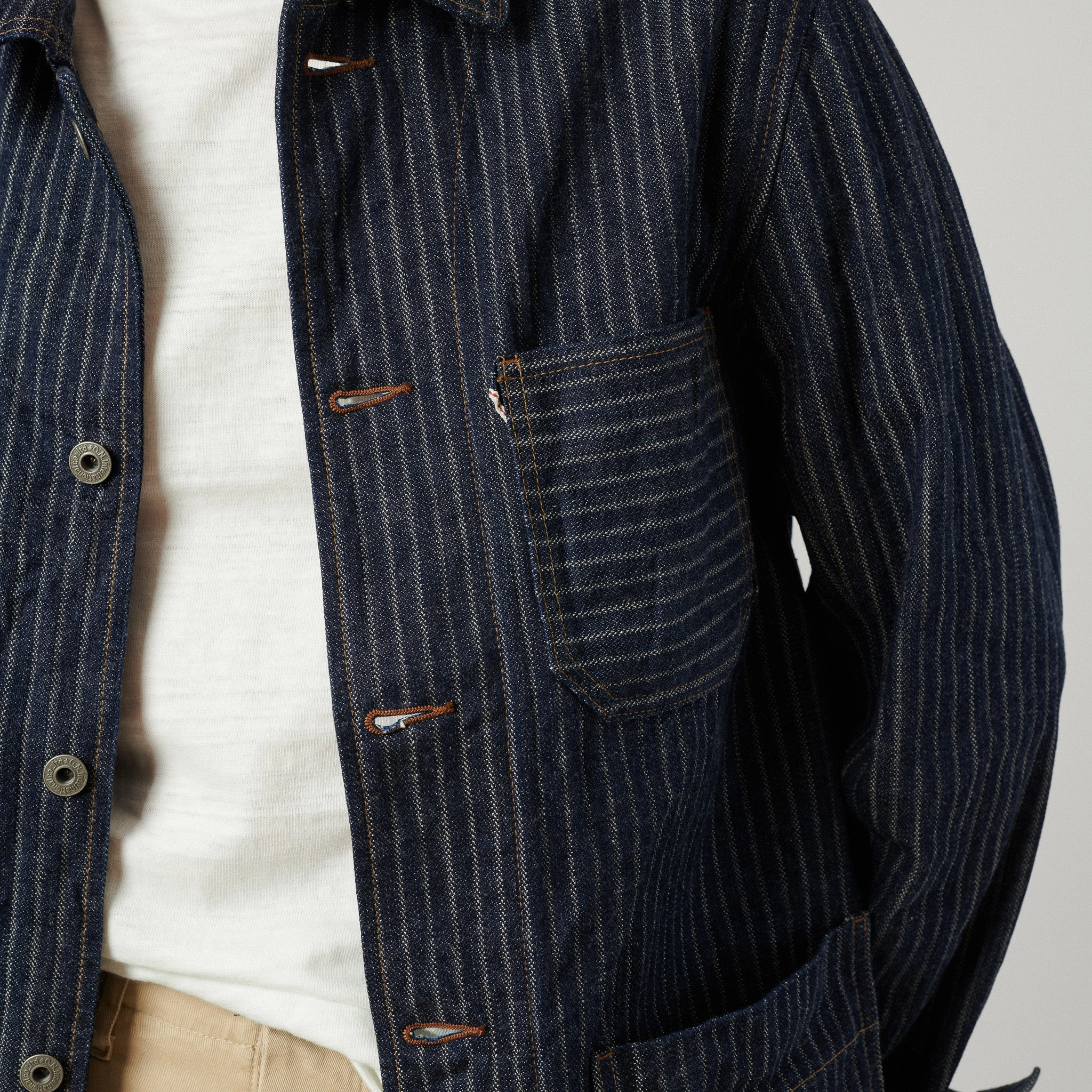 Weekend Casual Zippered Pockets ONI Denim 03101-HJS 12oz Drop Needle Coverall Jacket - One Wash