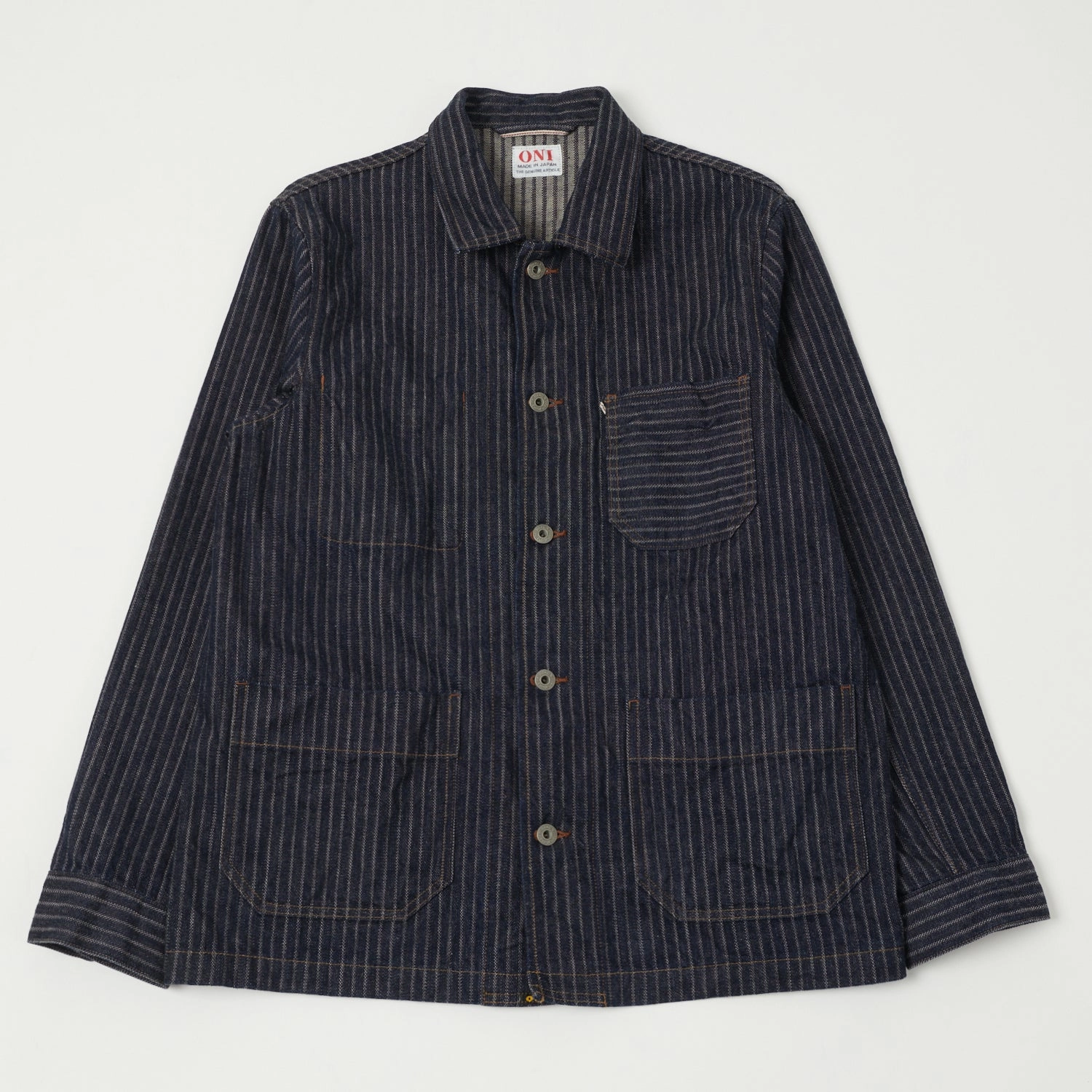 Transitional City Fit Stand Collar ONI Denim 03101-HJS 12oz Drop Needle Coverall Jacket - One Wash