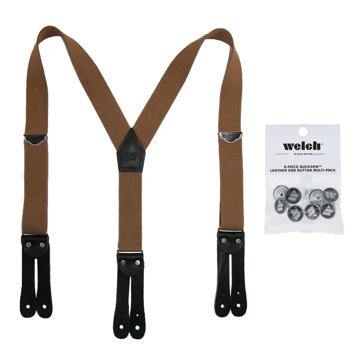 Welch Men's Elastic Button End Double Face Suspender with Bachelor Buttons