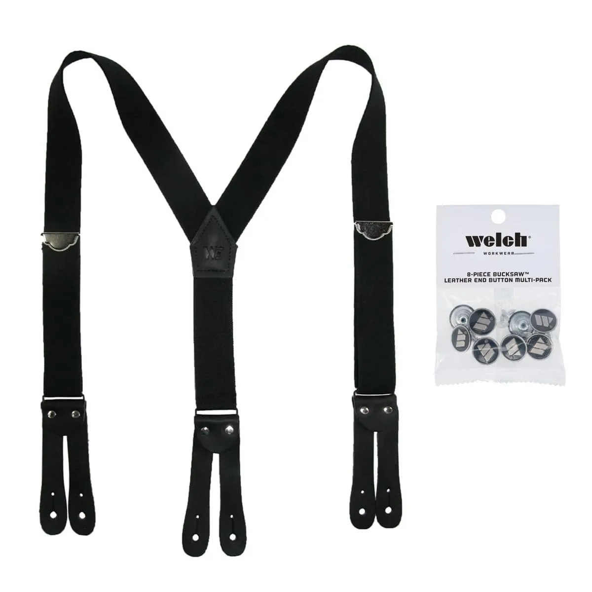 Welch Men's Elastic Button End Double Face Suspender with Bachelor Buttons