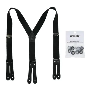 Welch Men's Elastic Button End Double Face Suspender with Bachelor Buttons