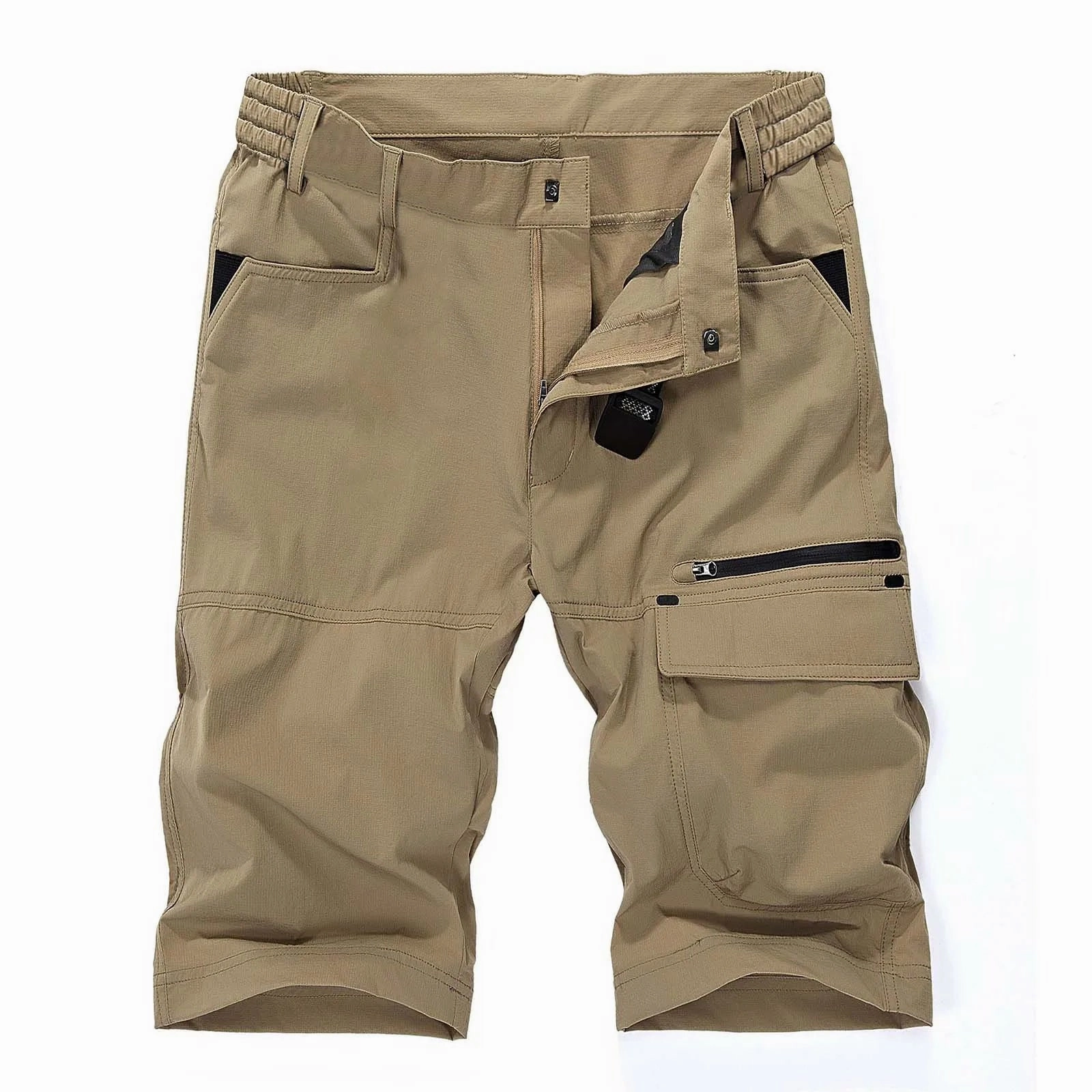 earthy shades Tactile Feedback Loops West Louis? Multi-Pocket Tactical Cargo Summer Cotton Shorts