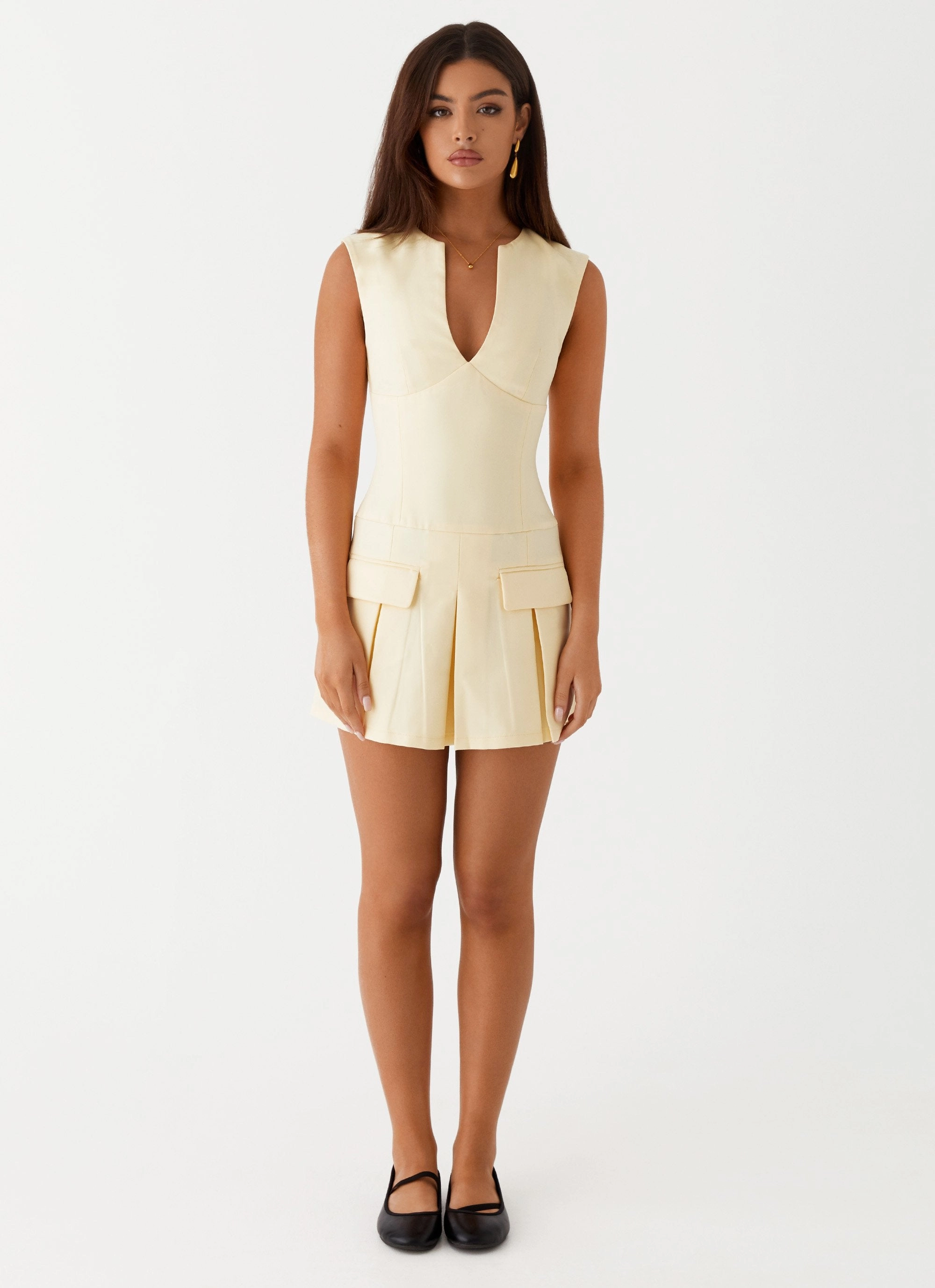 Clean Aesthetic Cassia Mini Dress - Yellow