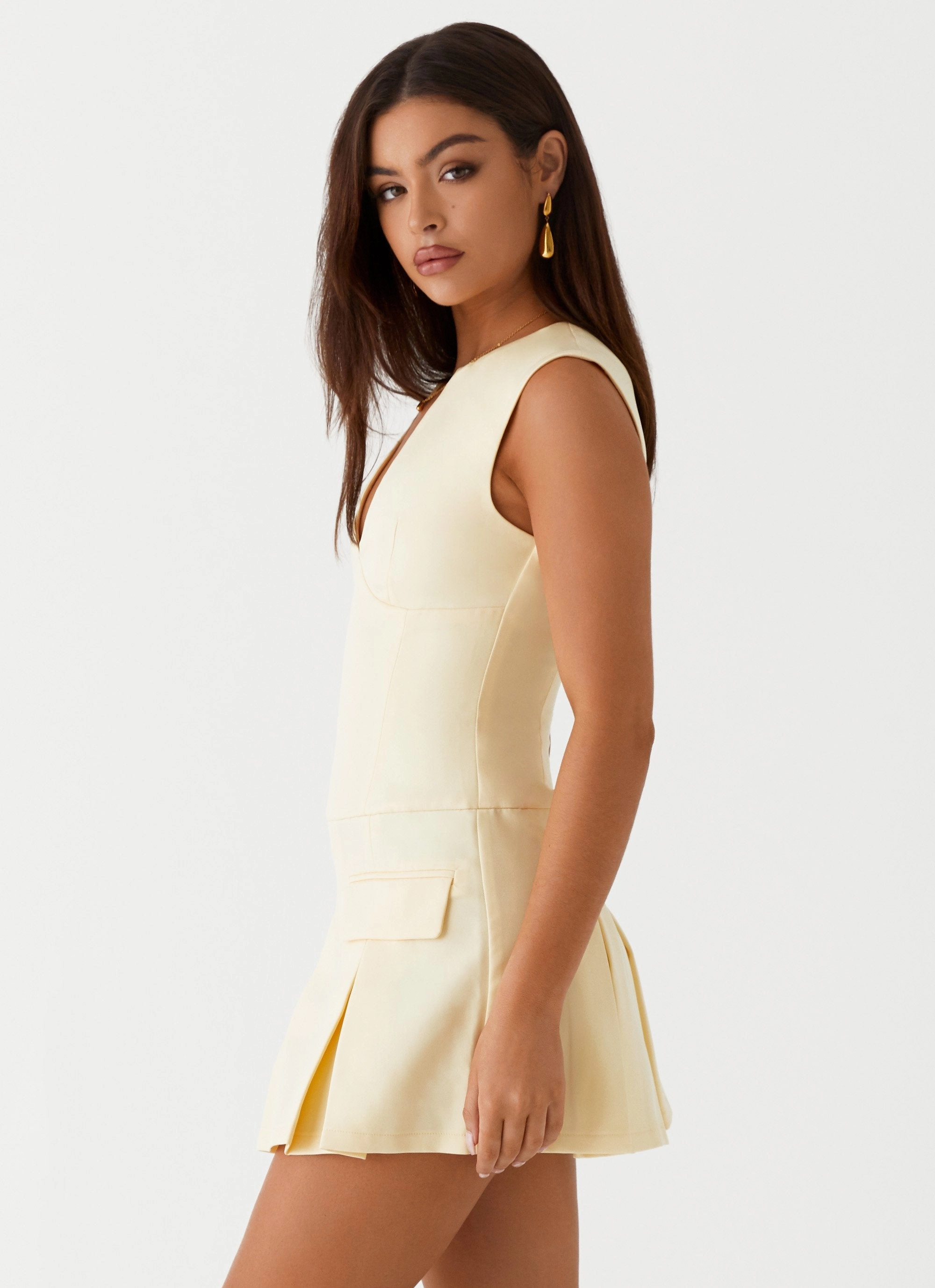 Cassia Mini Dress - Yellow Nature Inspired