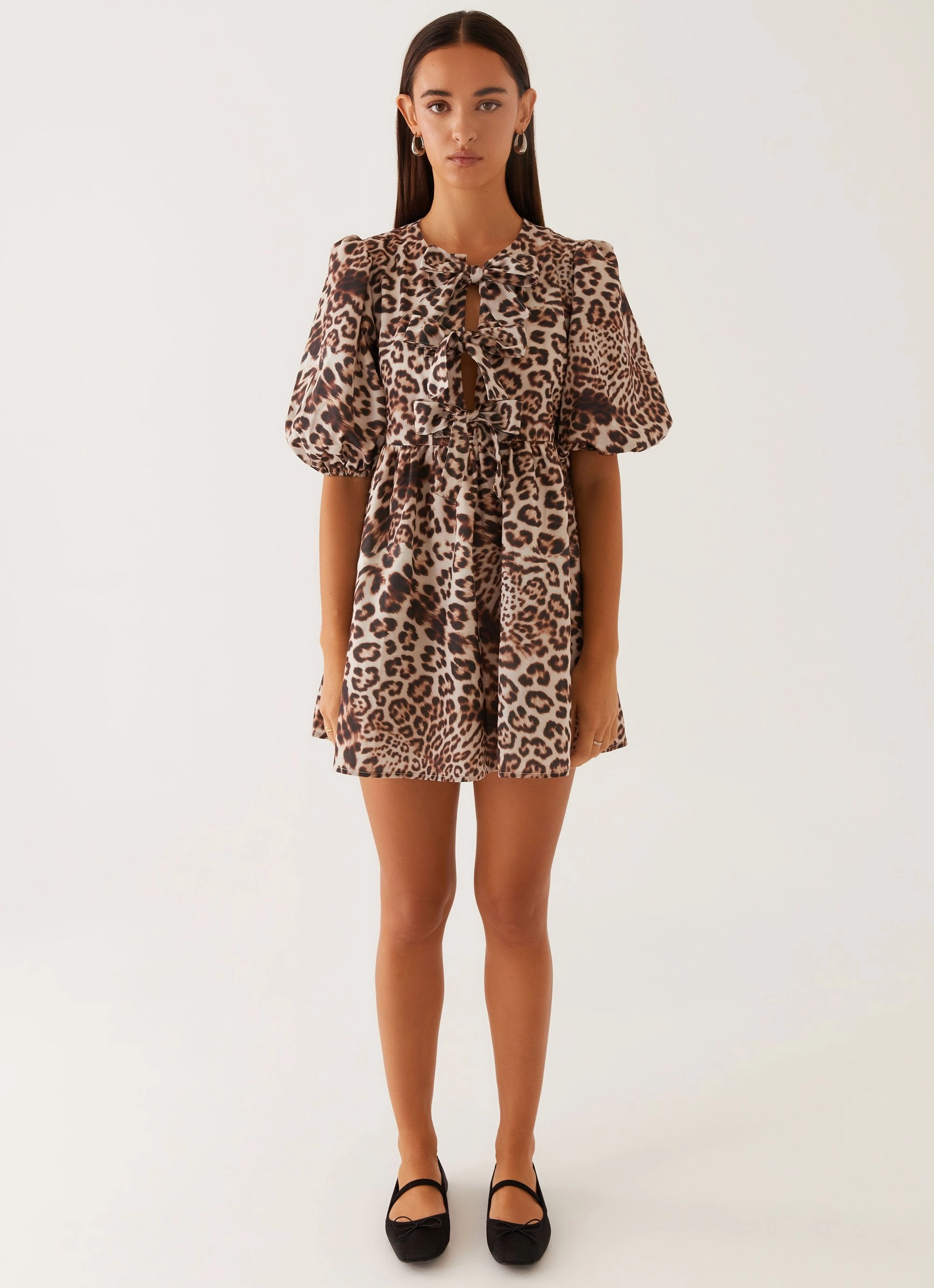 Polished Fit Fit Vibe Western Wind Tie Mini Dress - Leopard