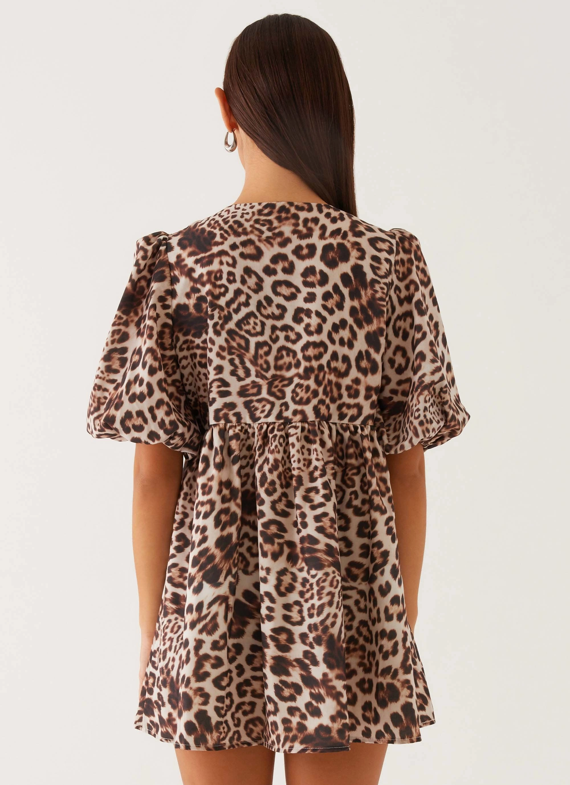 Chill Lines Western Wind Tie Mini Dress - Leopard