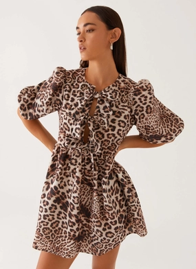 Day Chic Western Wind Tie Mini Dress - Leopard