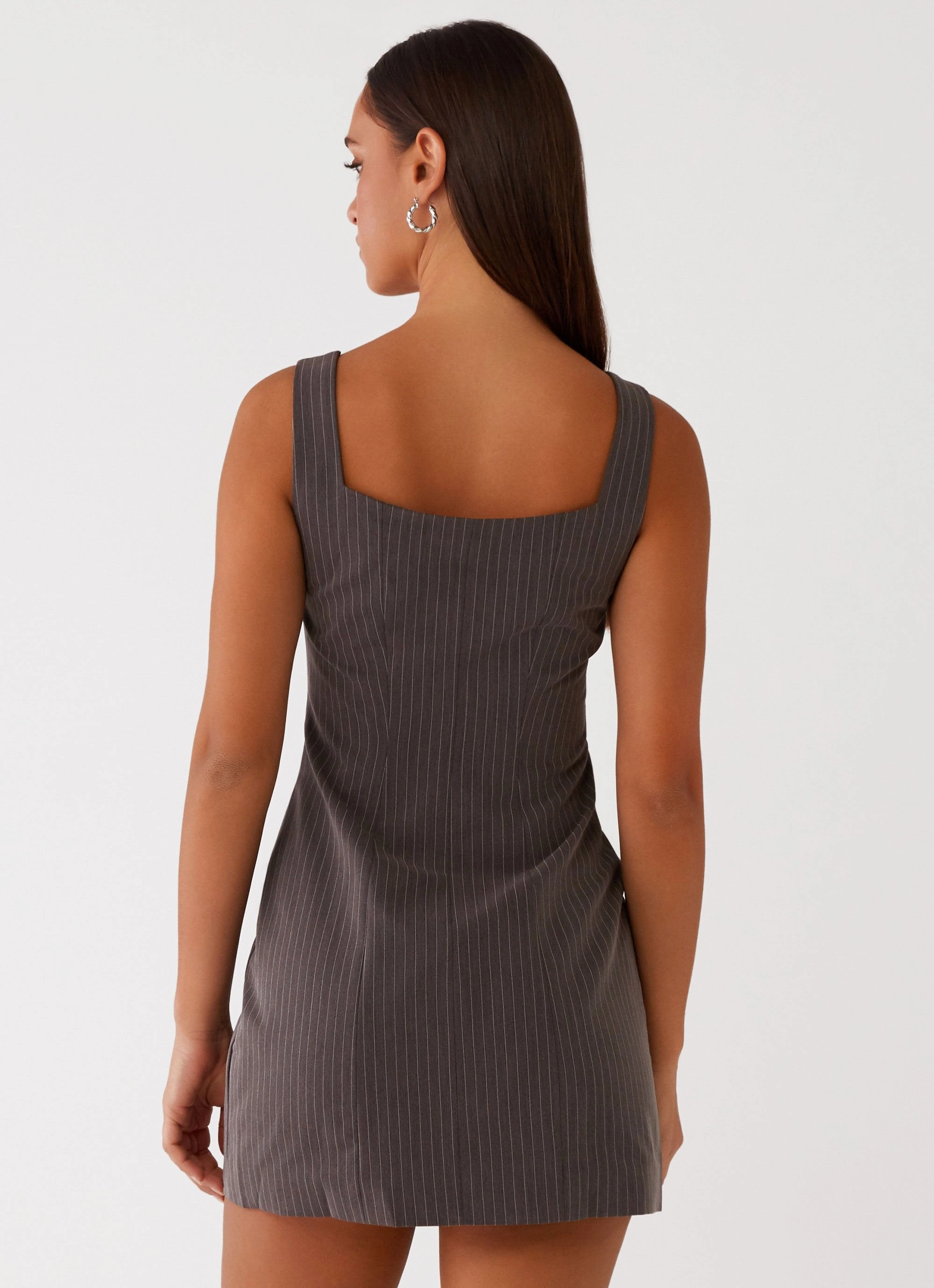 Westwood Mini Dress - Grey Pinstripe City Mood