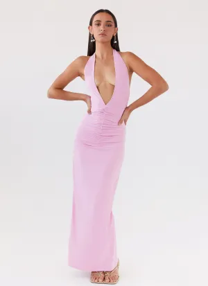 Whisked Away Halterneck Maxi Dress - Pink Denim Blend Exclusive Collection