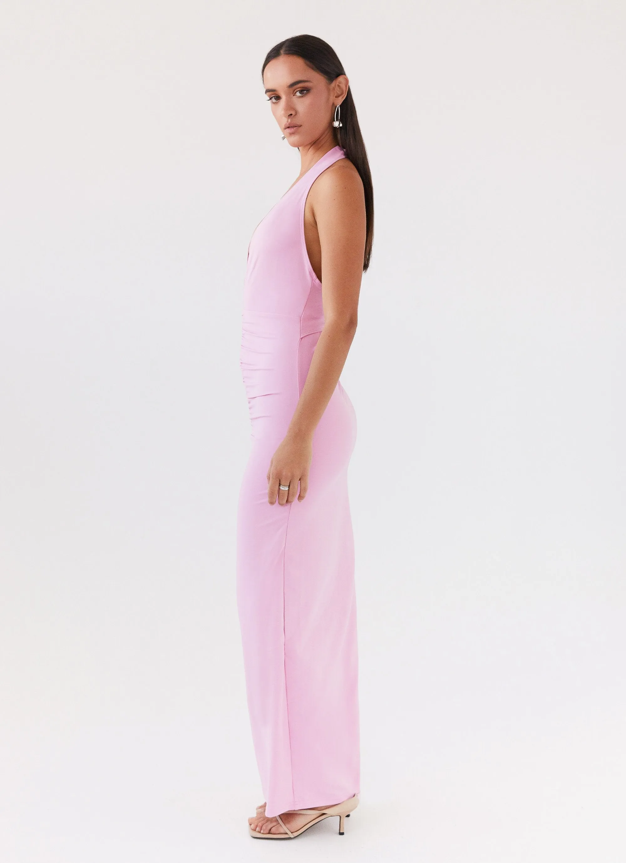 Whisked Away Halterneck Maxi Dress - Pink Breathable Lining
