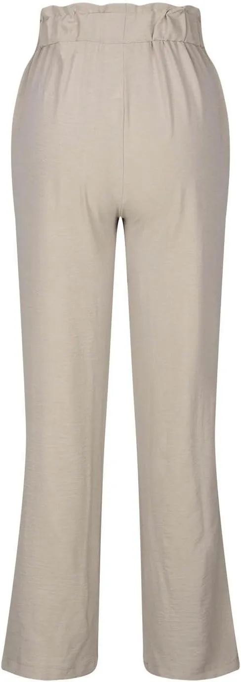 Wide Leg Pants for Women Trendy Elastic Waist Straight Full Length Trousers Loose Fit Casual Comfy Soft Outdoor Pants