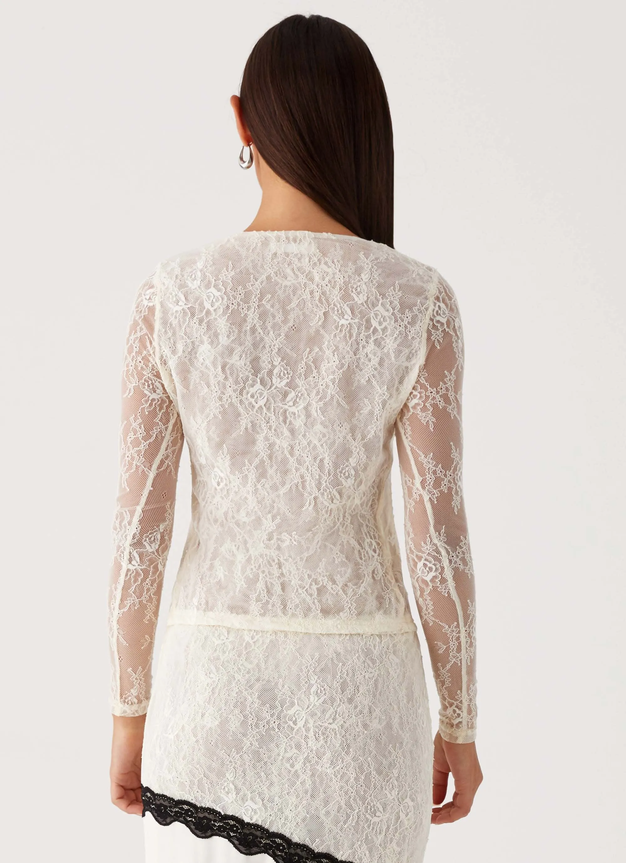 YarnBlend Duet Long Sleeve Top - Ivory